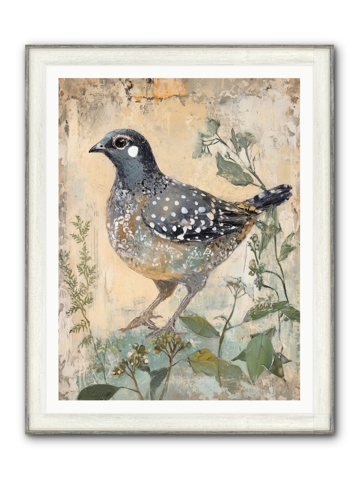 Grassland Jewel Framed Print - Driftwood White 36x48
