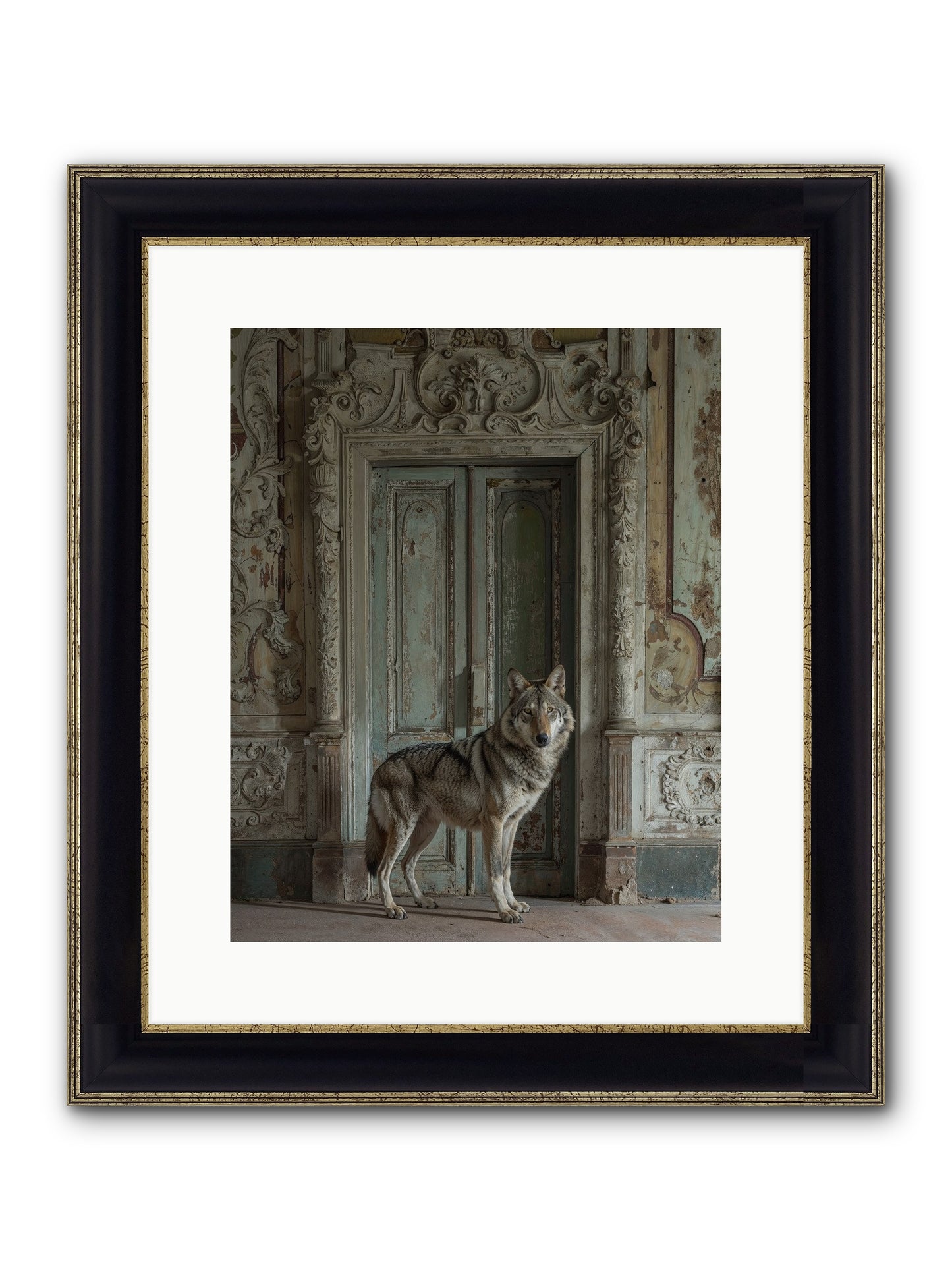 Grey Phantom Of Misty Realms Framed Print - Black & Gold 12x15
