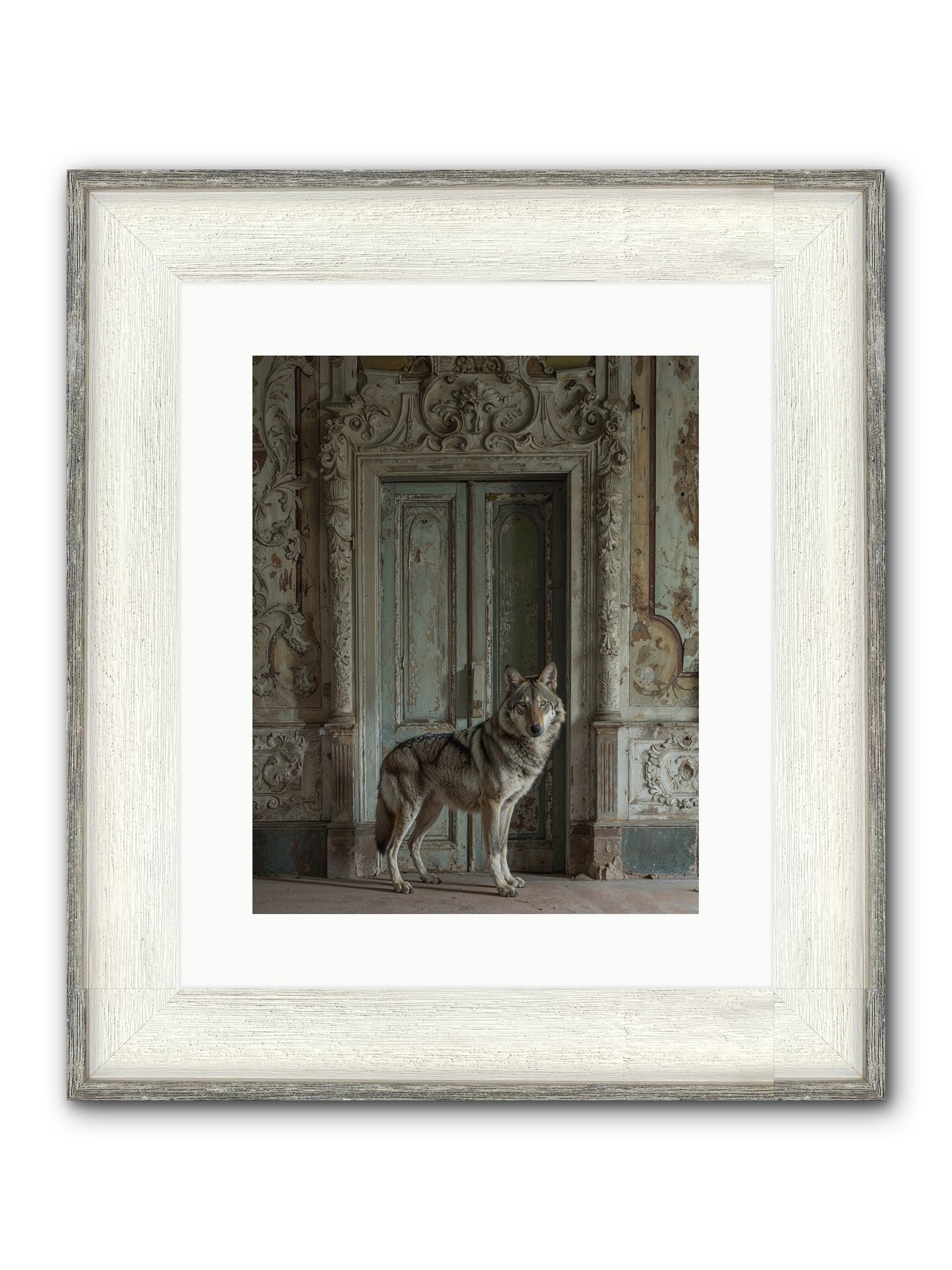 Grey Phantom Of Misty Realms Framed Print - Driftwood White 12x15