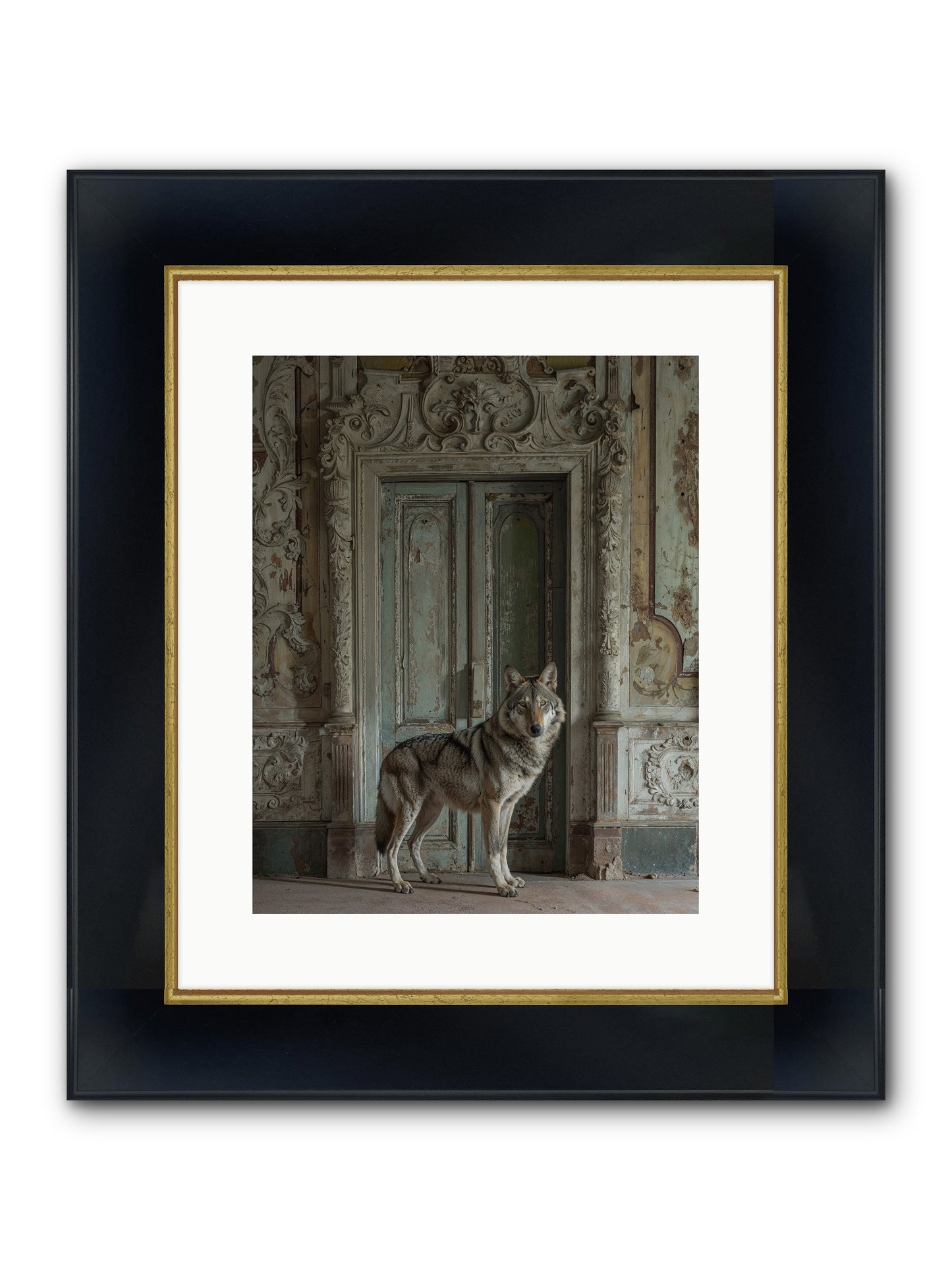 Grey Phantom Of Misty Realms Framed Print - Wide Black w/Gold 12x15