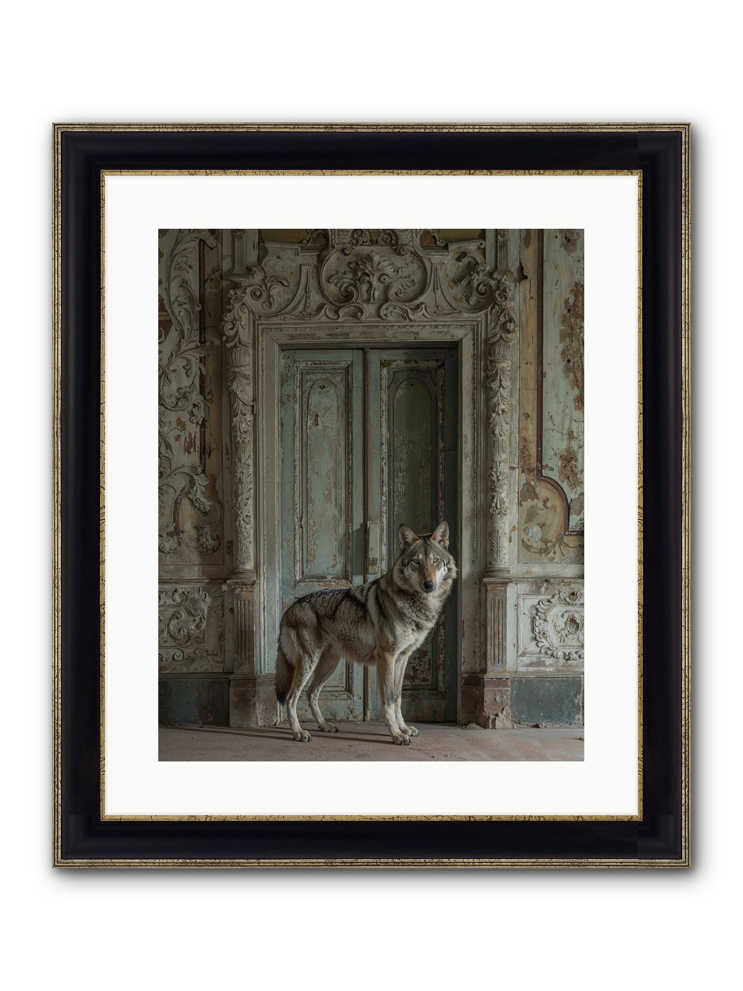 Grey Phantom Of Misty Realms Framed Print - Black & Gold 16x20