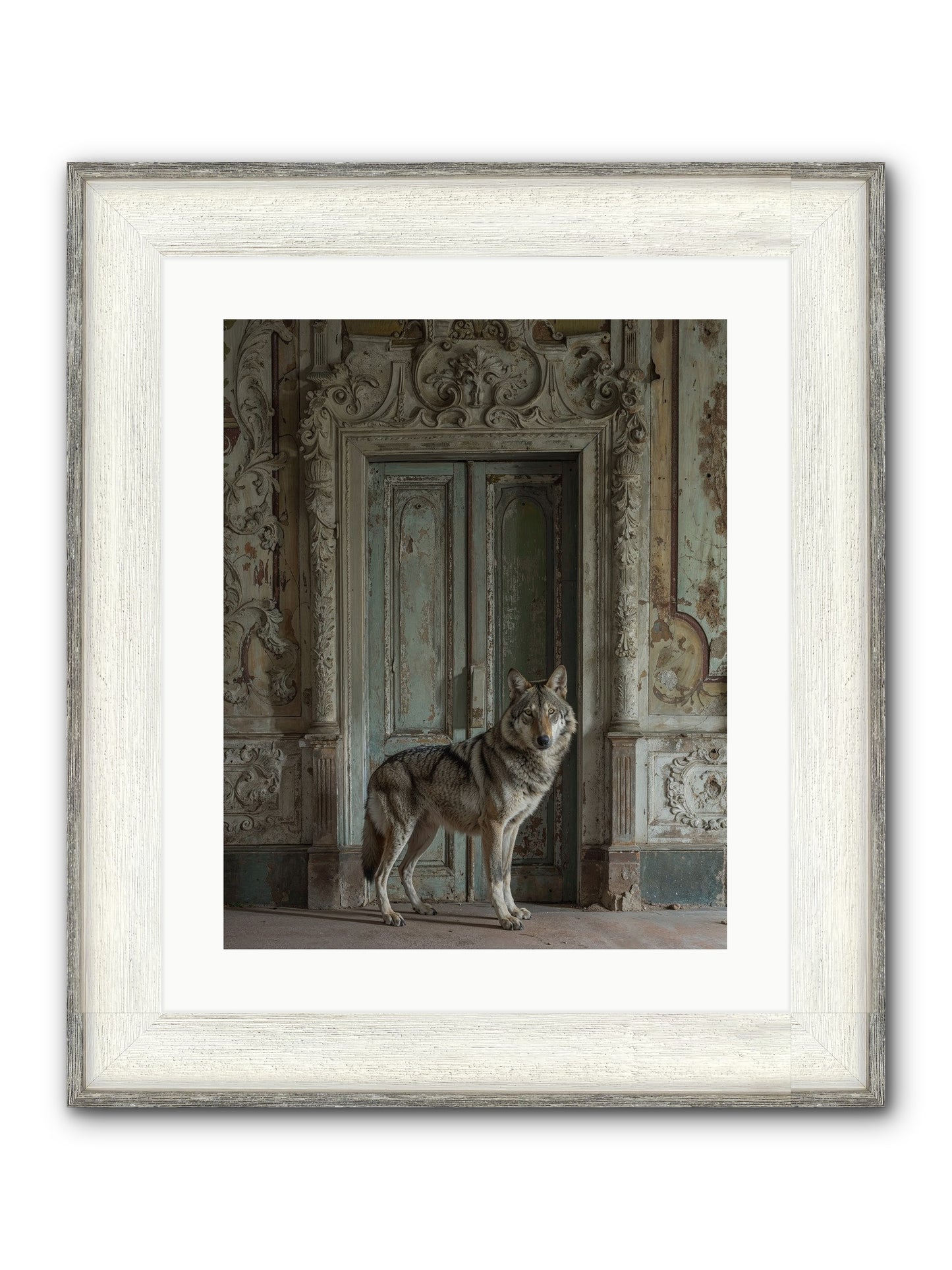 Grey Phantom Of Misty Realms Framed Print - Driftwood White 16x20