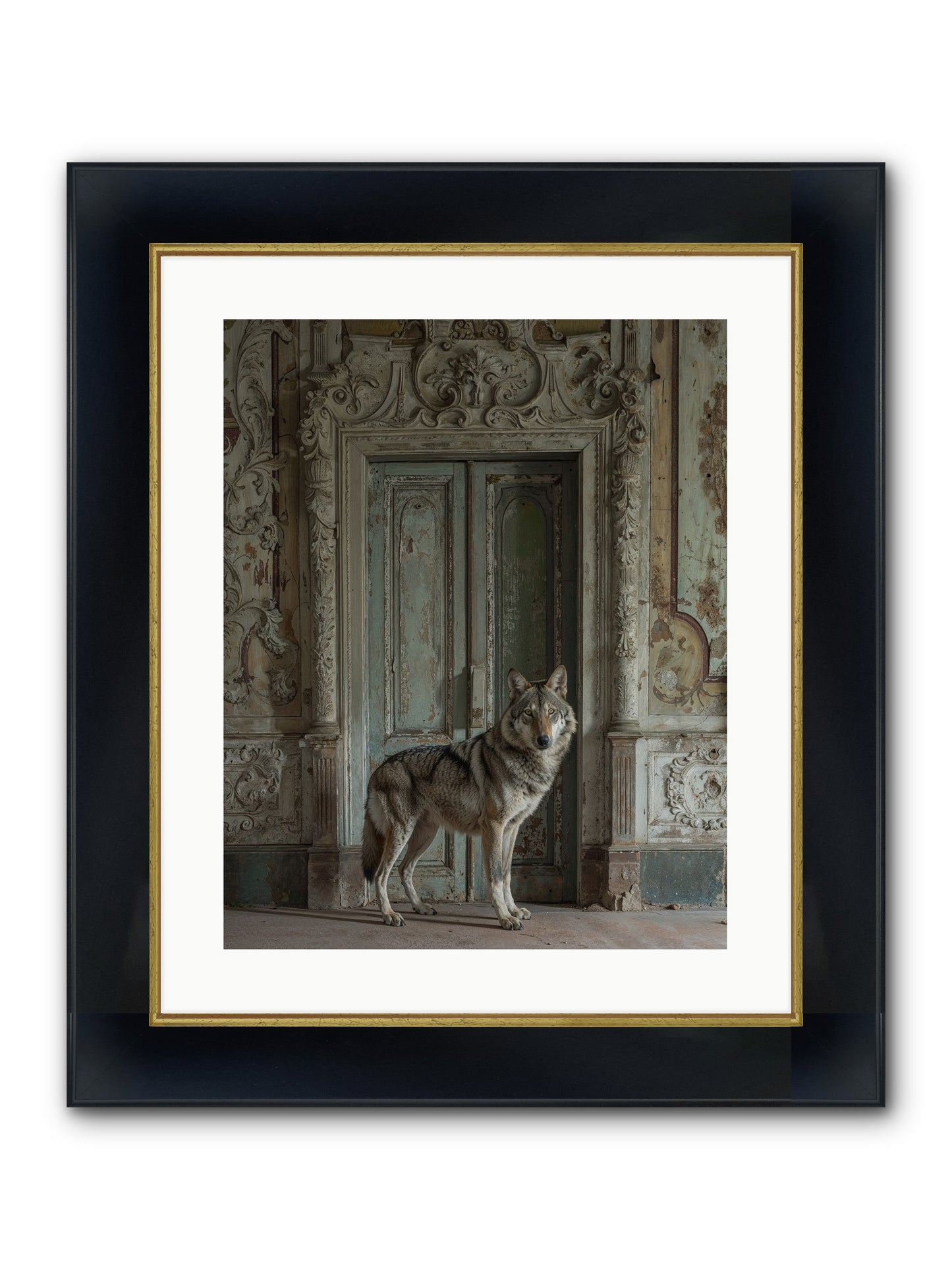 Grey Phantom Of Misty Realms Framed Print - Wide Black w/Gold 16x20