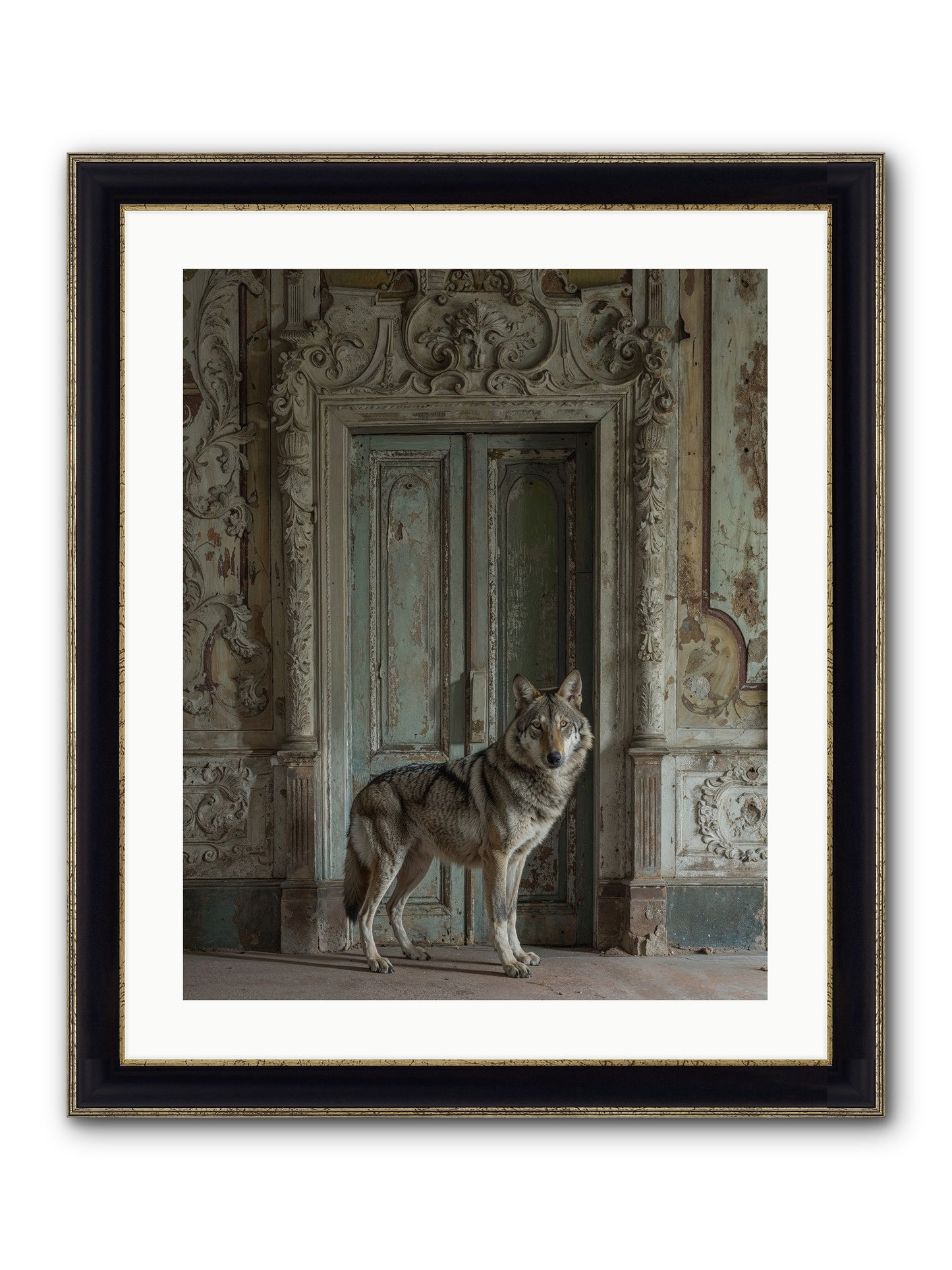 Grey Phantom Of Misty Realms Framed Print - Black & Gold 20x25