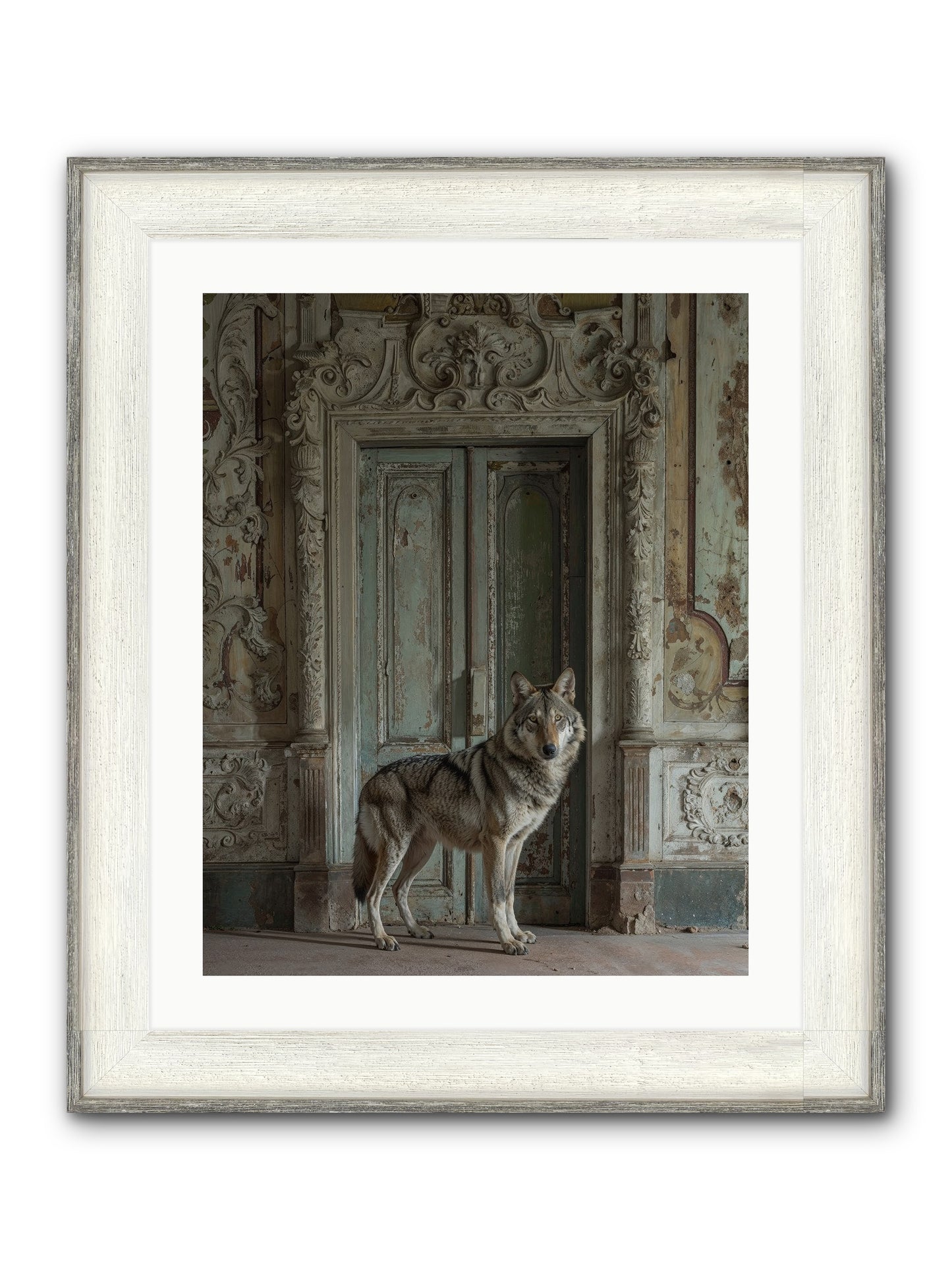 Grey Phantom Of Misty Realms Framed Print - Driftwood White 20x25