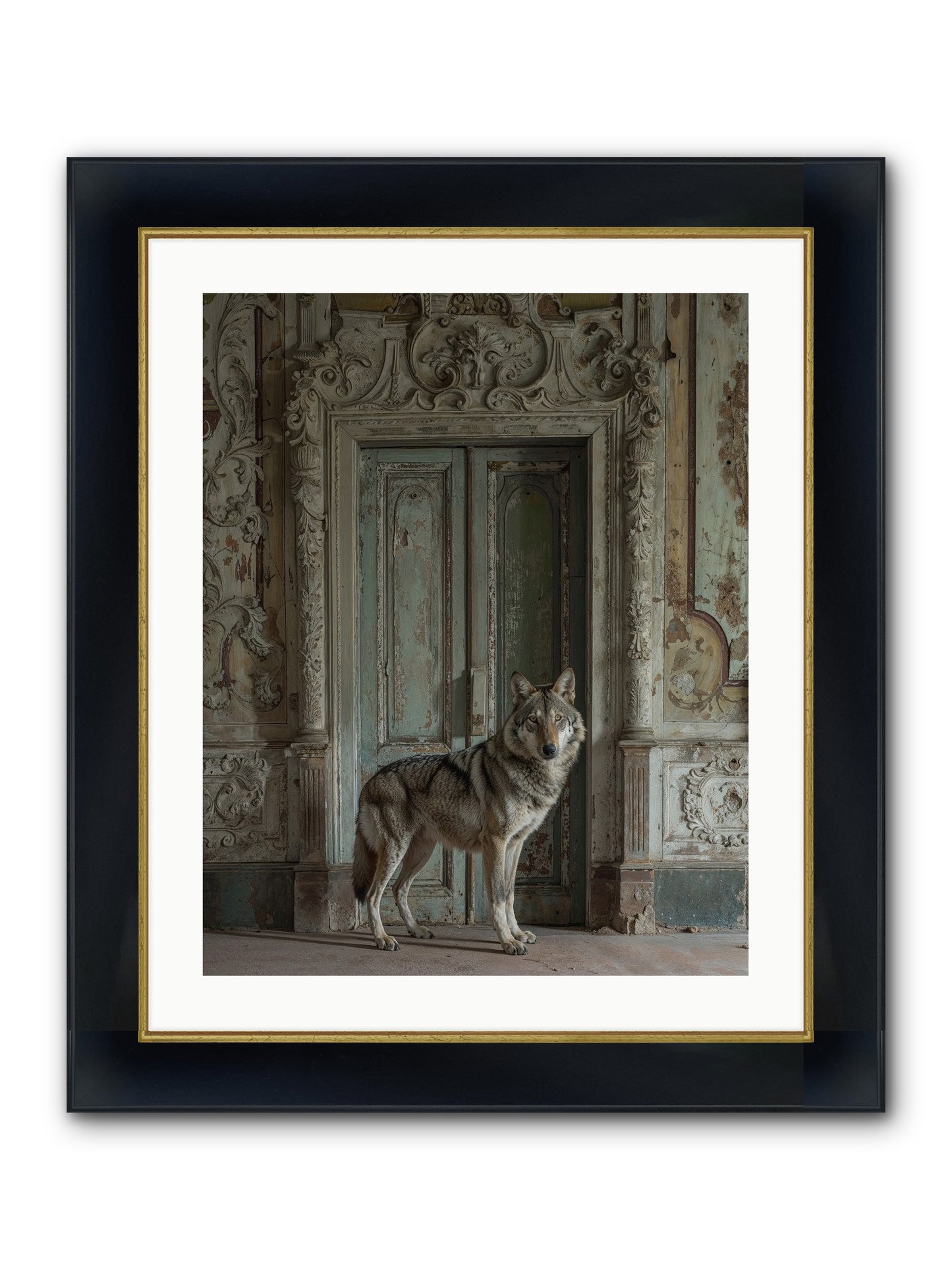 Grey Phantom Of Misty Realms Framed Print - Wide Black w/Gold 20x25