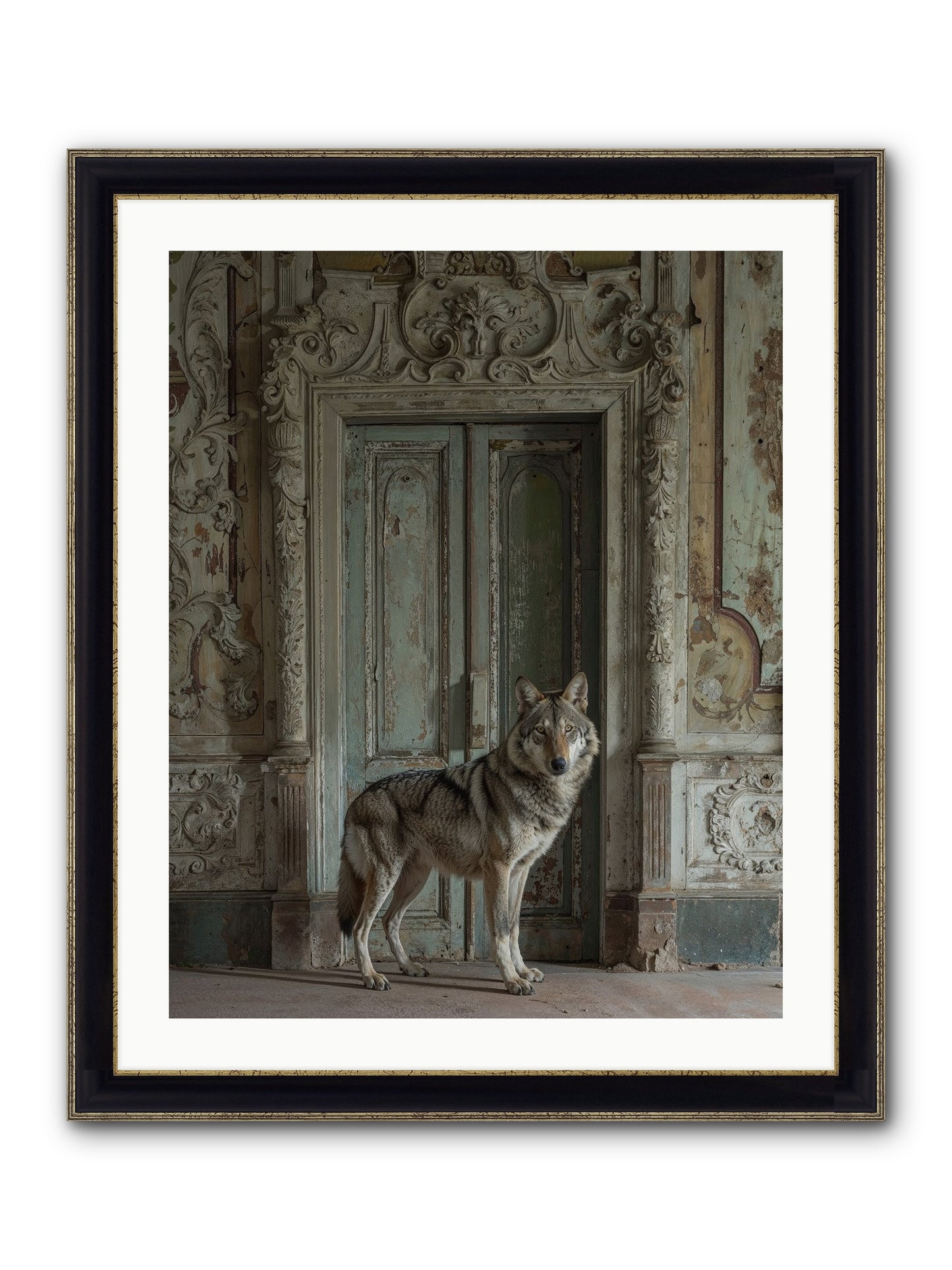 Grey Phantom Of Misty Realms Framed Print - Black & Gold 24x30