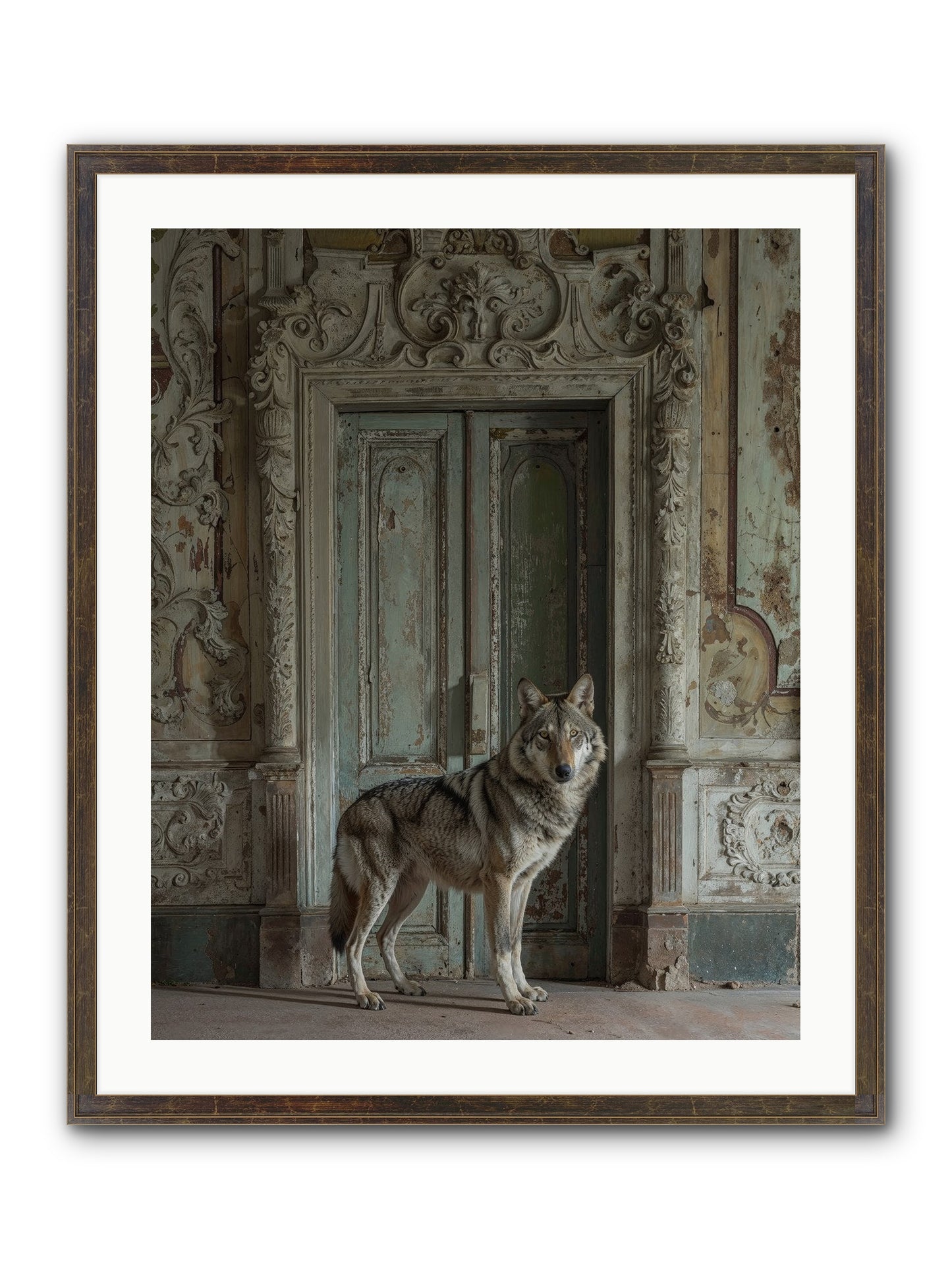 Grey Phantom Of Misty Realms Framed Print - Slimwoods Black/Gold 24x30