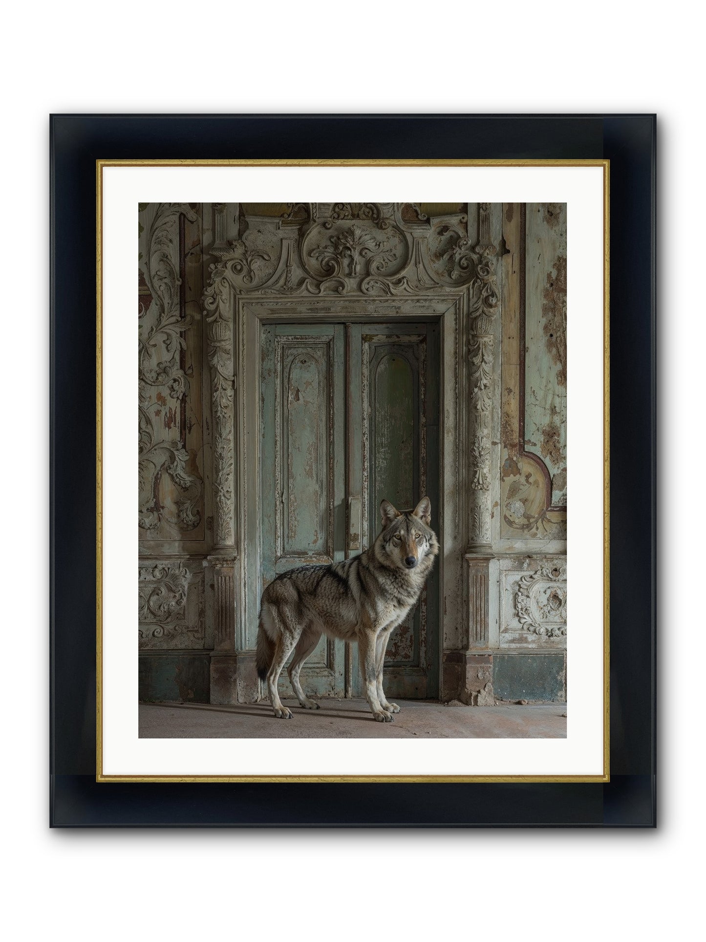 Grey Phantom Of Misty Realms Framed Print - Wide Black w/Gold 24x30