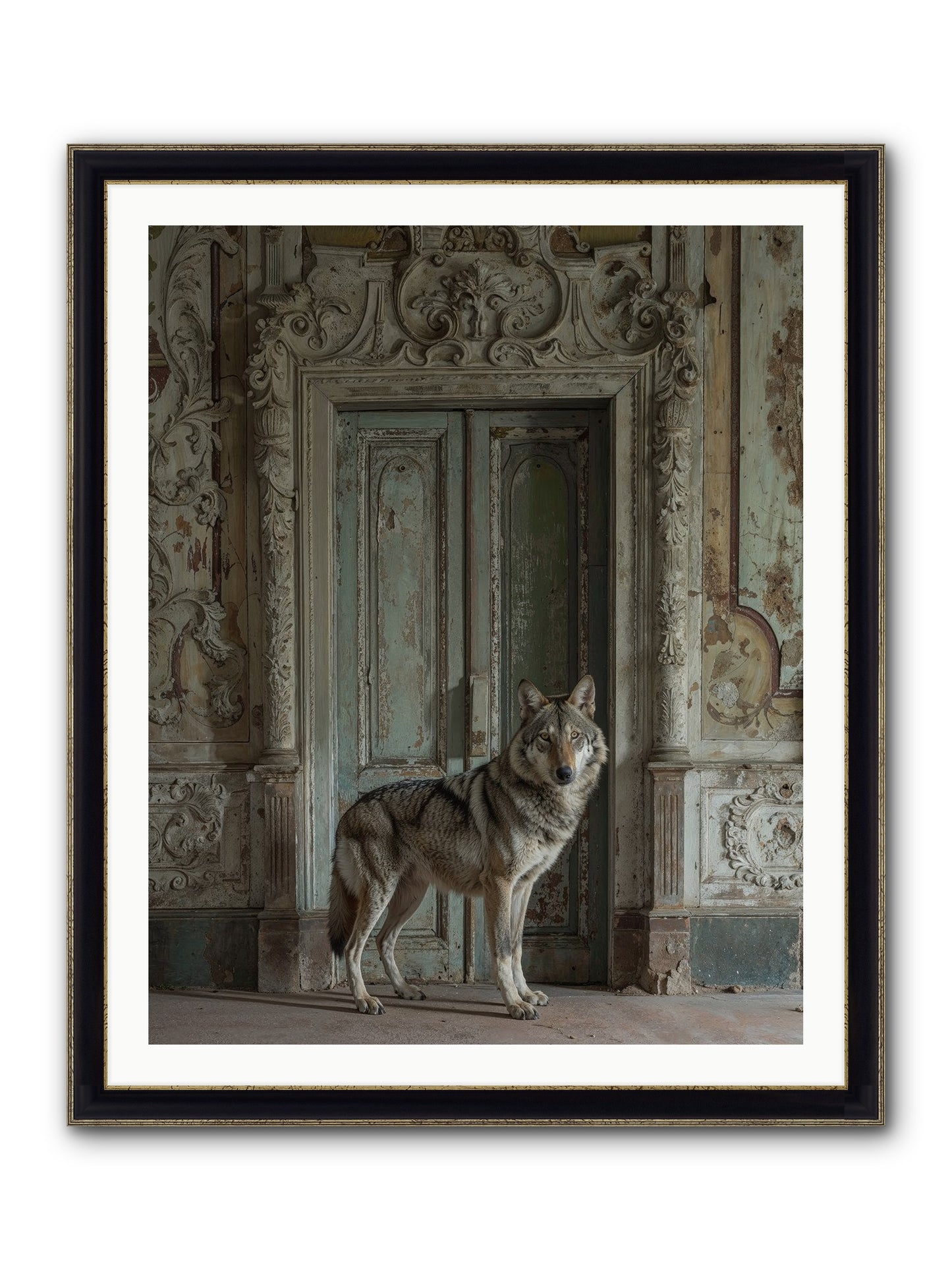 Grey Phantom Of Misty Realms Framed Print - Black & Gold 32x40