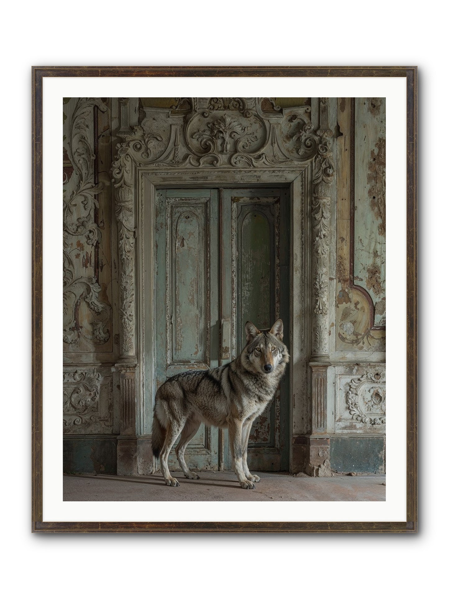 Grey Phantom Of Misty Realms Framed Print - Slimwoods Black/Gold 32x40
