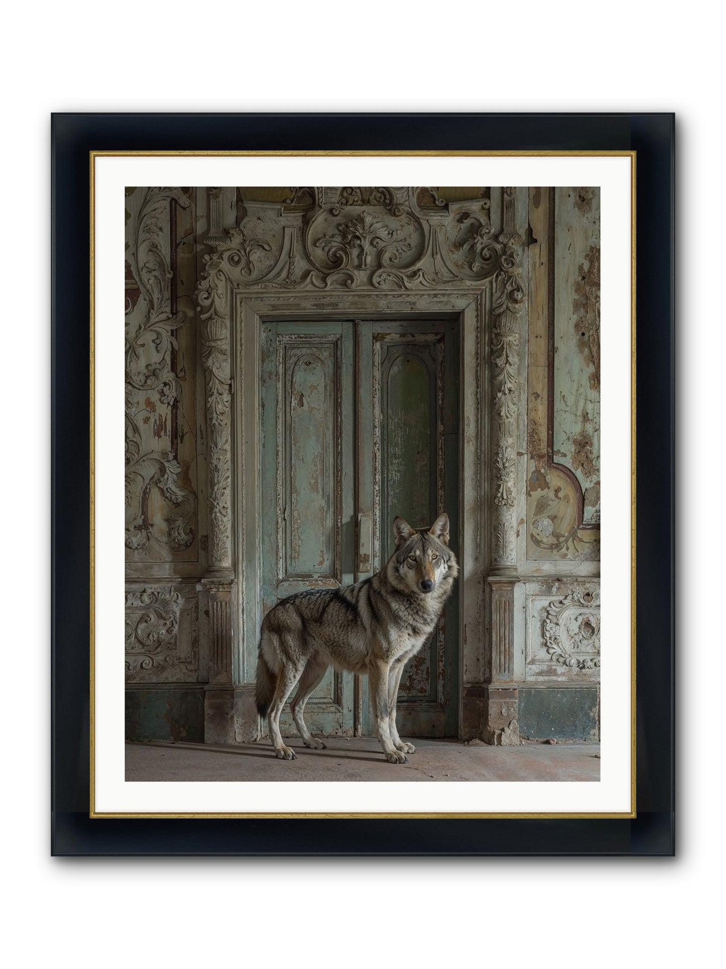 Grey Phantom Of Misty Realms Framed Print - Wide Black w/Gold 32x40