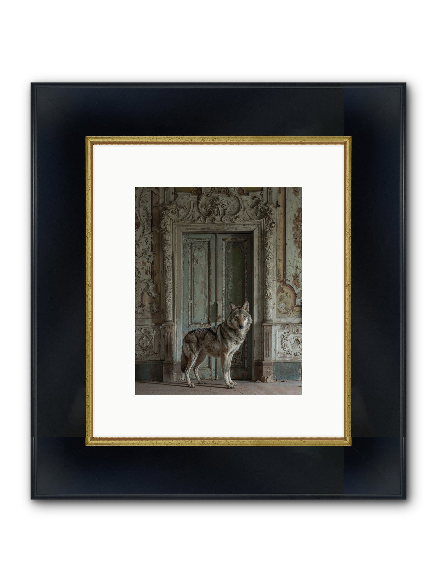 Grey Phantom Of Misty Realms Framed Print - Wide Black w/Gold 8x10