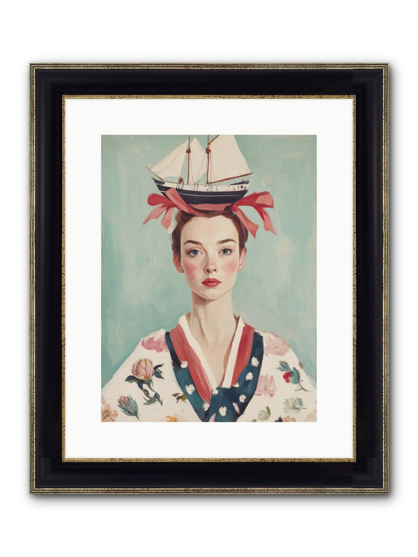 Harbor Belle Of Winter Framed Print - Black & Gold 12x16