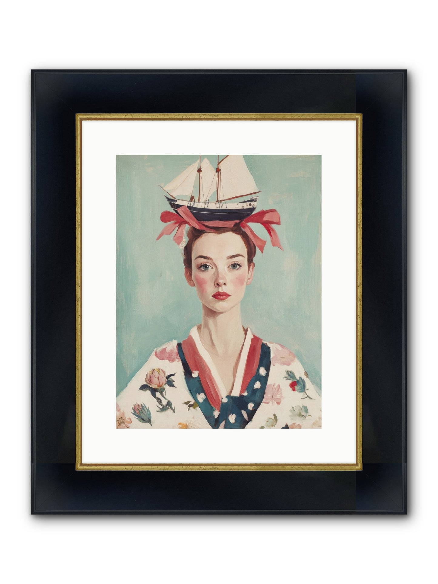 Harbor Belle Of Winter Framed Print - Wide Black w/Gold 12x16