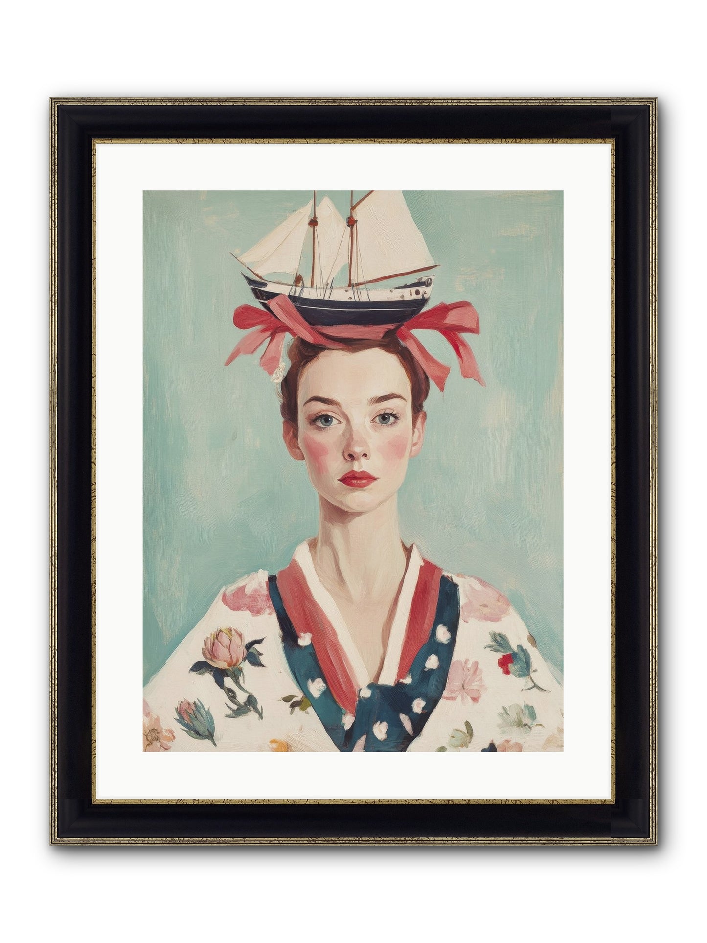 Harbor Belle Of Winter Framed Print - Black & Gold 18x24