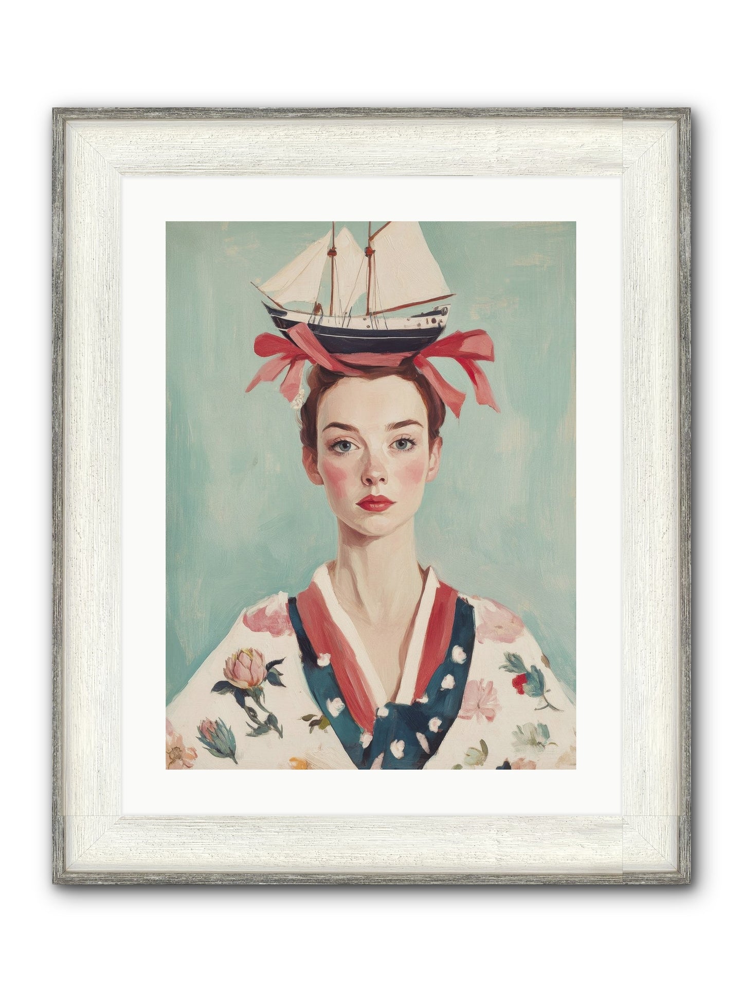 Harbor Belle Of Winter Framed Print - Driftwood White 18x24