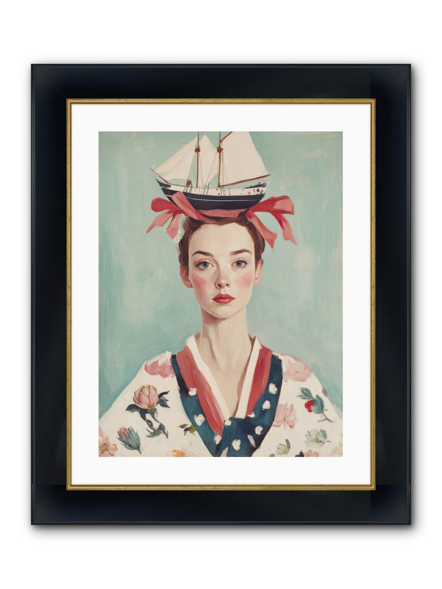 Harbor Belle Of Winter Framed Print - Wide Black w/Gold 18x24