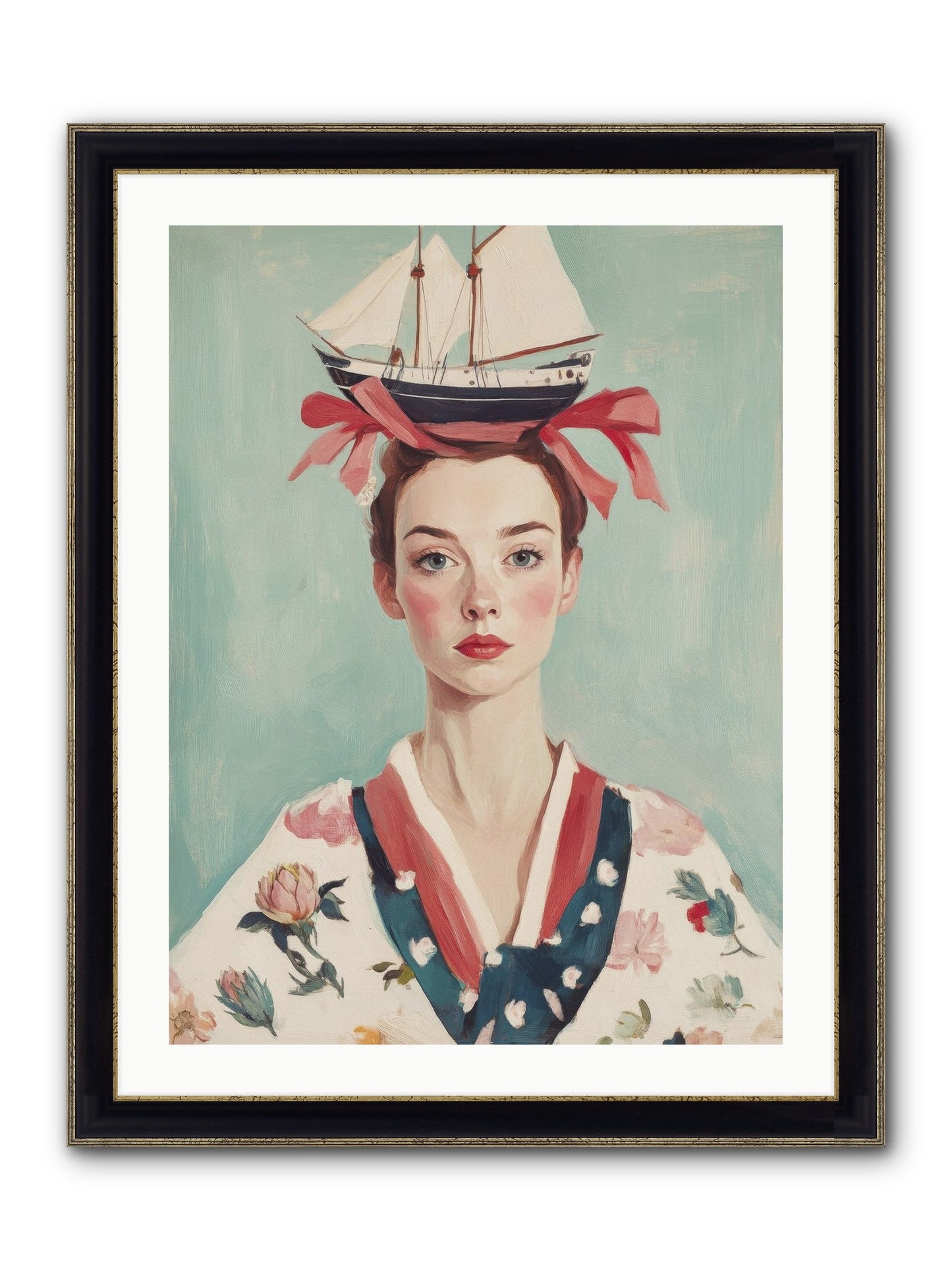 Harbor Belle Of Winter Framed Print - Black & Gold 24x32