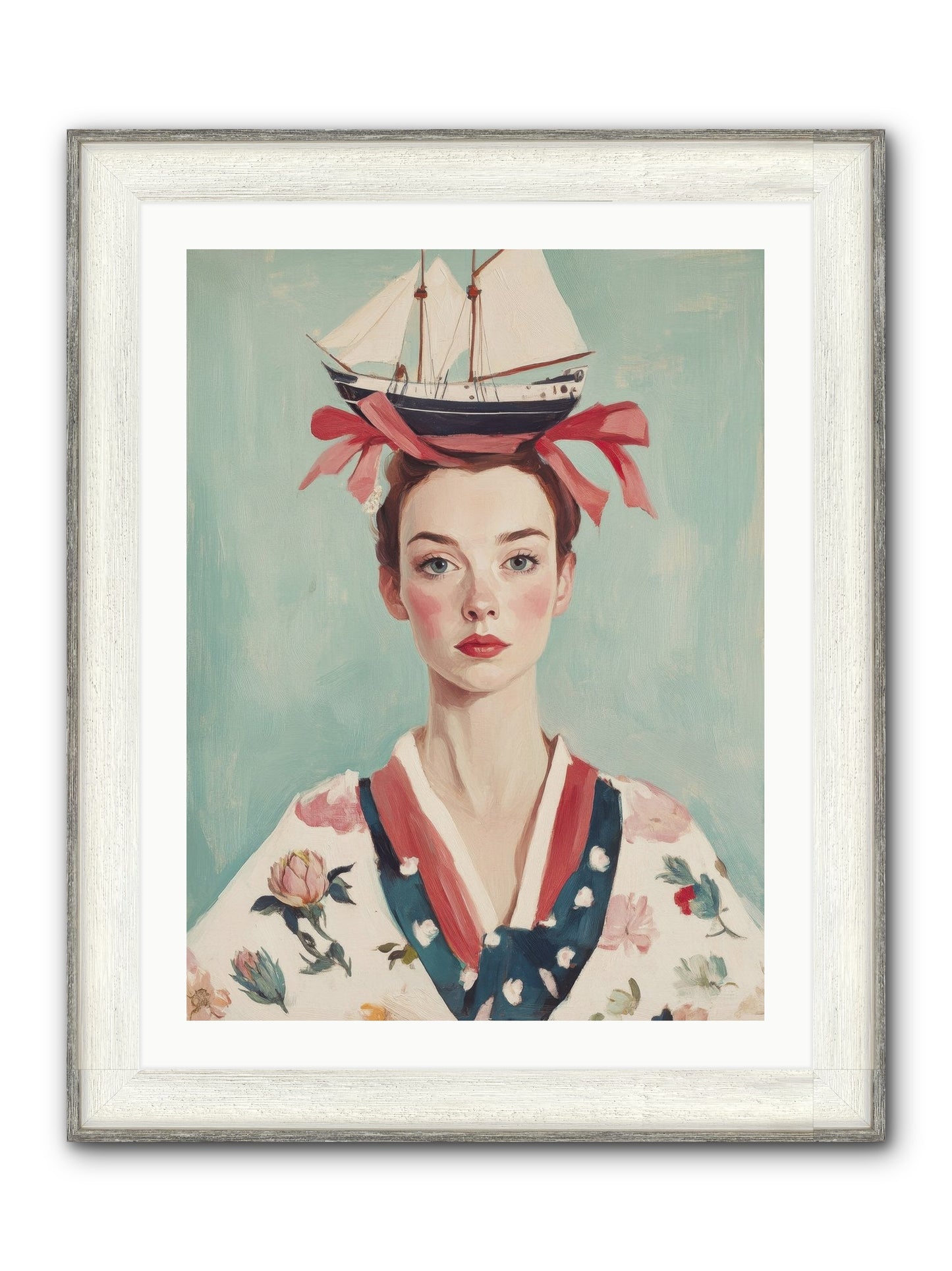 Harbor Belle Of Winter Framed Print - Driftwood White 24x32