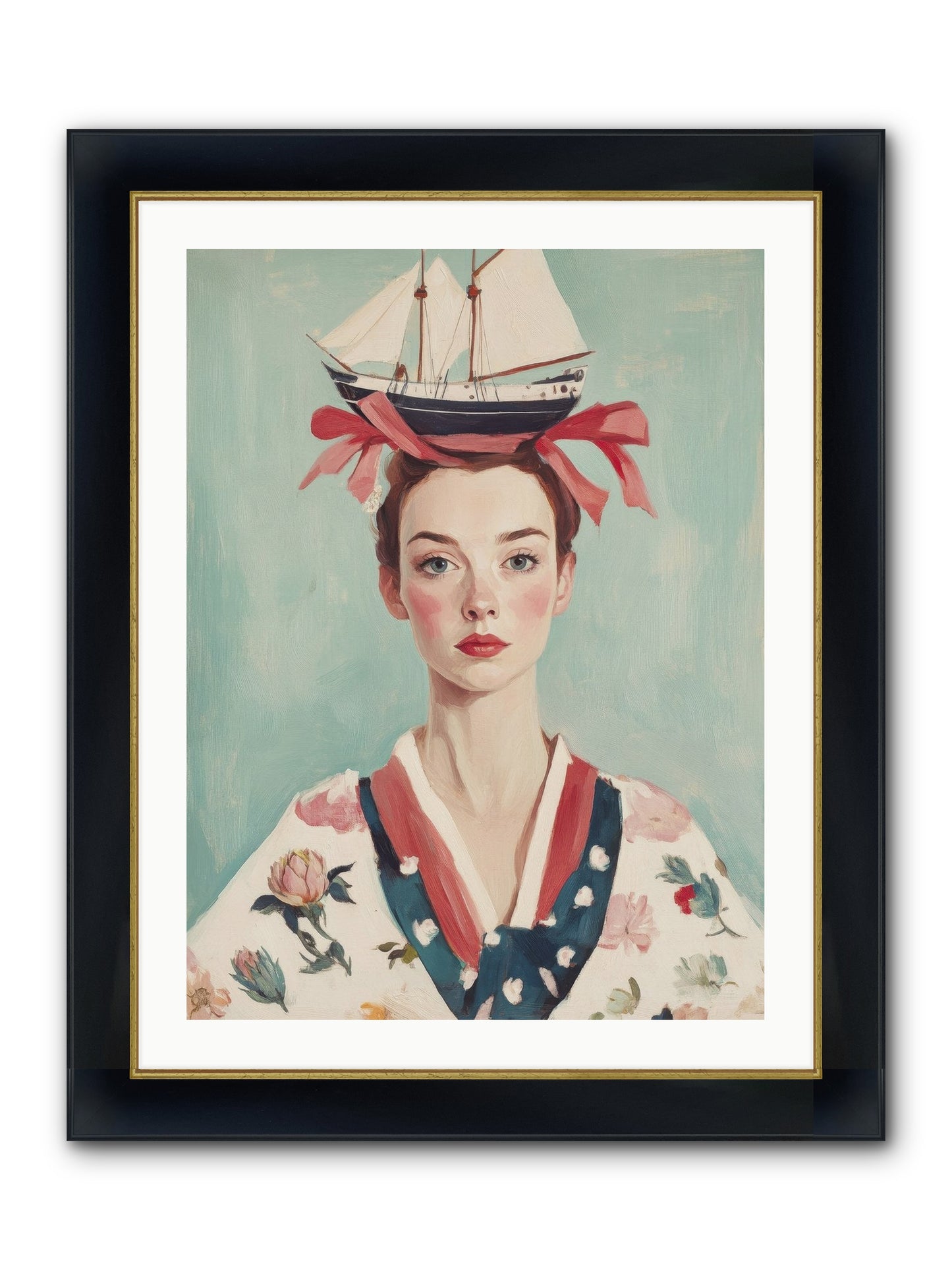 Harbor Belle Of Winter Framed Print - Wide Black w/Gold 24x32