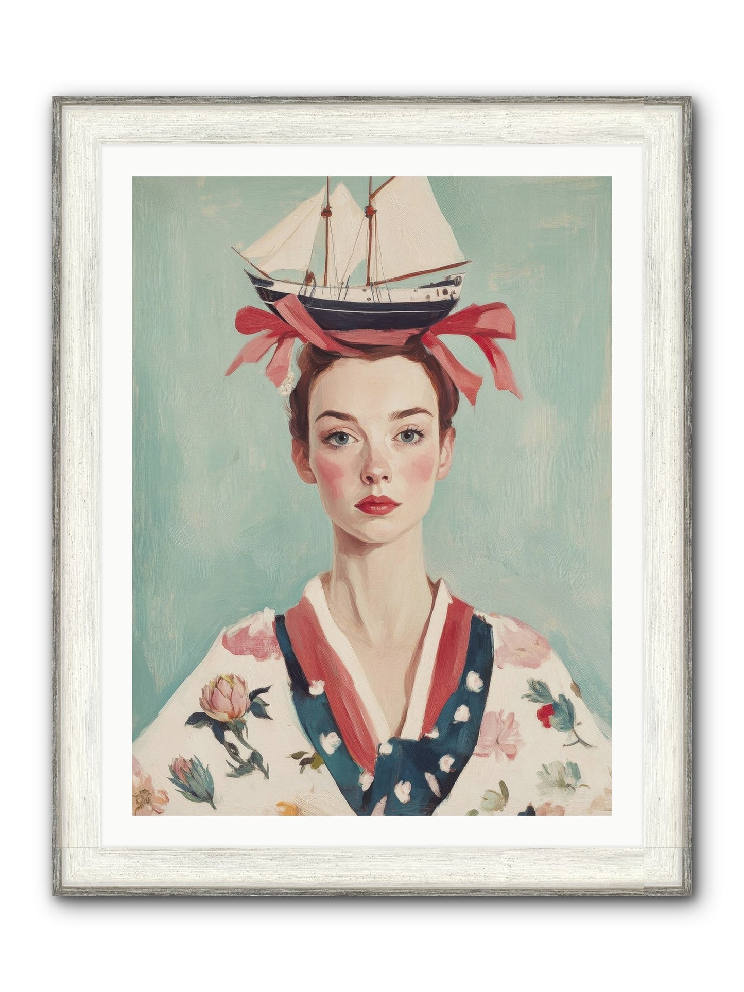 Harbor Belle Of Winter Framed Print - Driftwood White 30x40