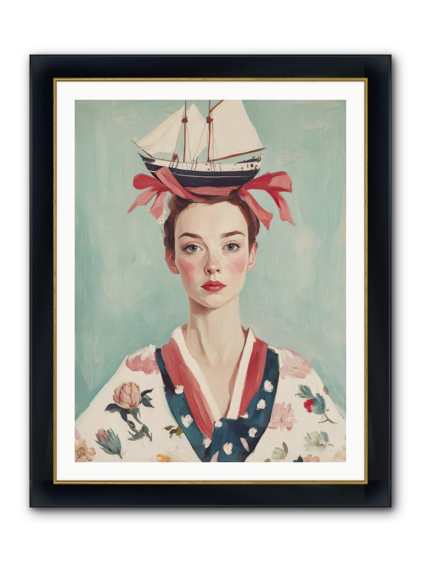 Harbor Belle Of Winter Framed Print - Wide Black w/Gold 30x40