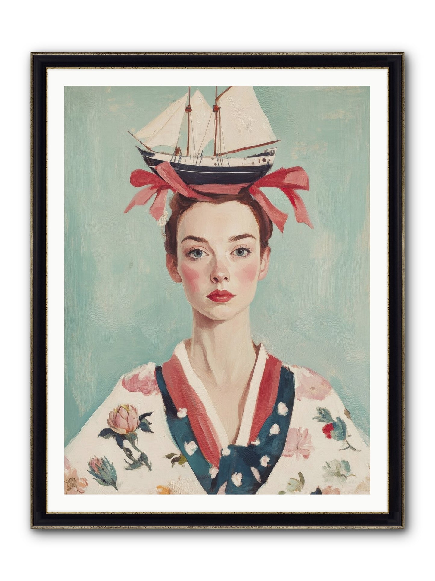 Harbor Belle Of Winter Framed Print - Black & Gold 36x48