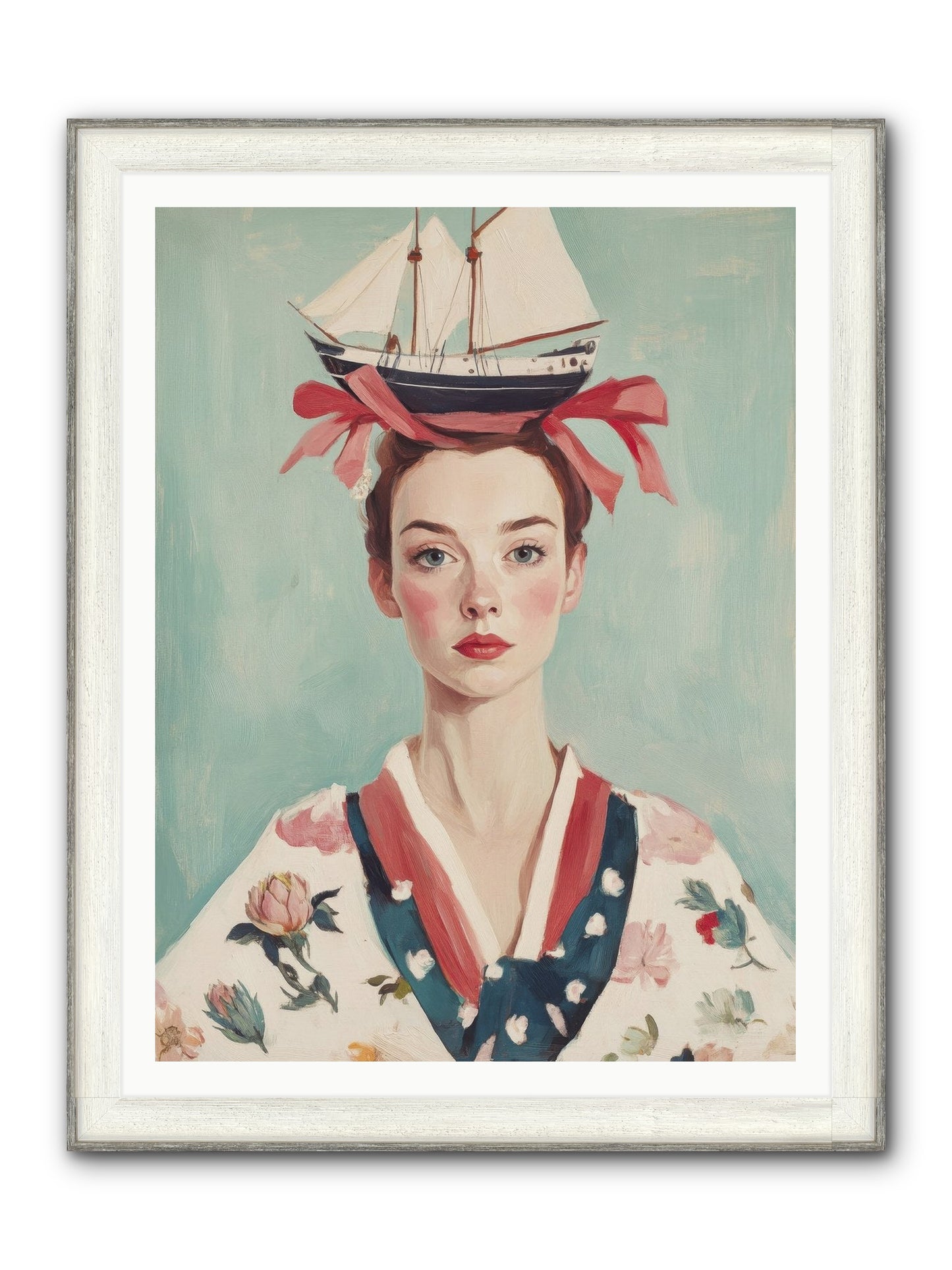 Harbor Belle Of Winter Framed Print - Driftwood White 36x48