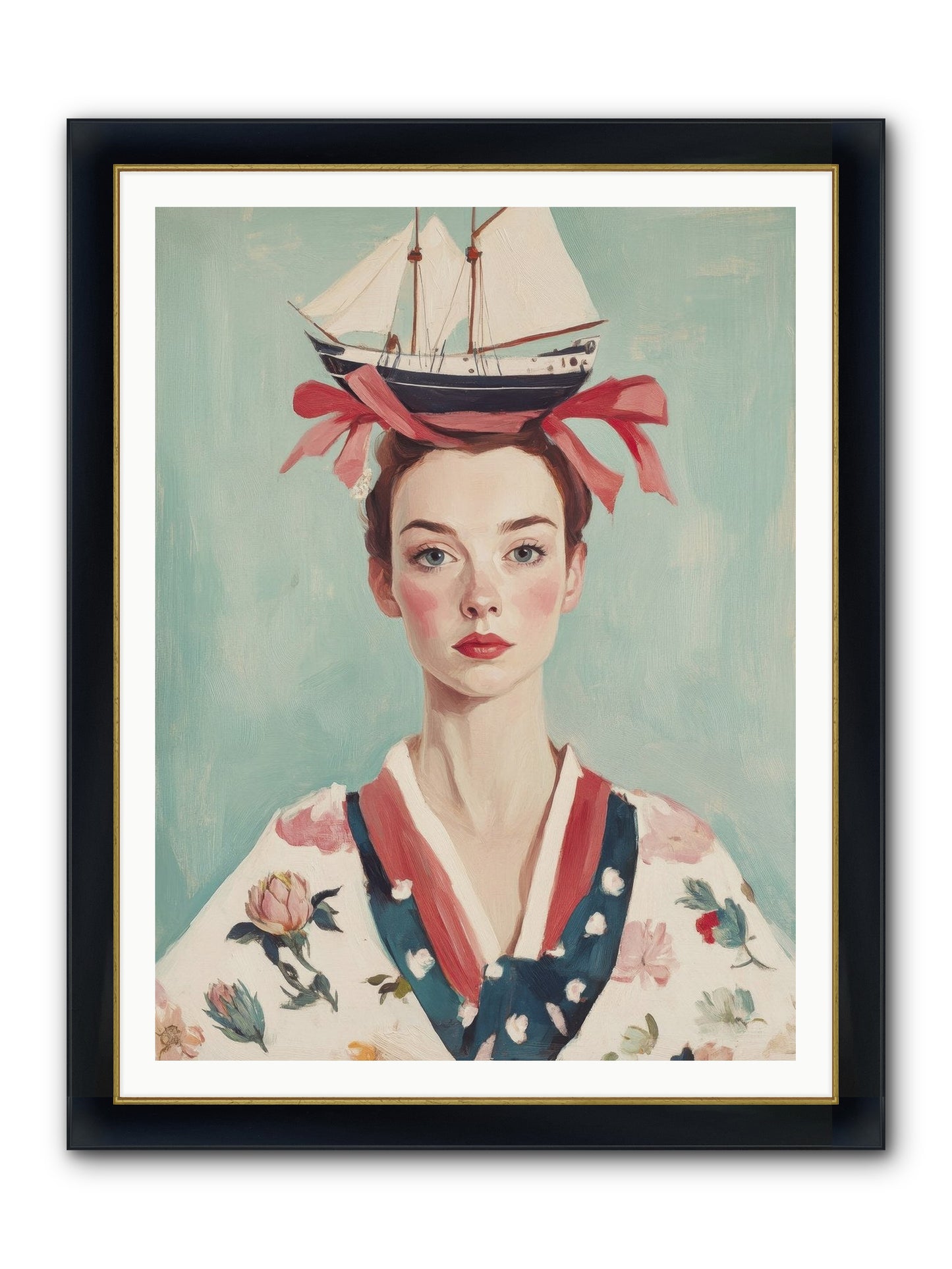 Harbor Belle Of Winter Framed Print - Wide Black w/Gold 36x48