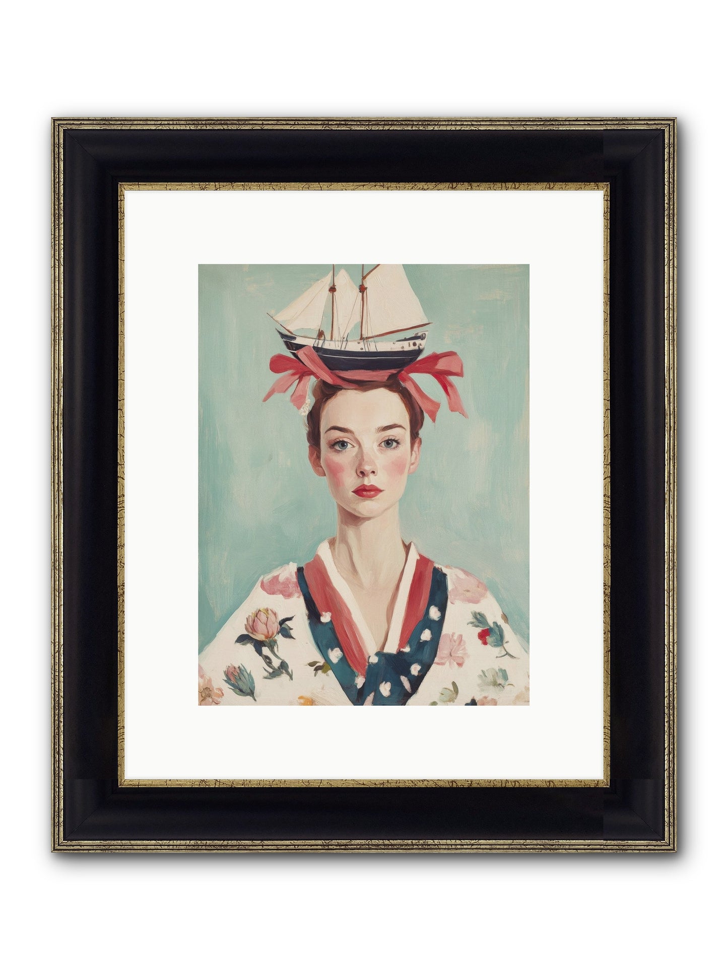 Harbor Belle Of Winter Framed Print - Black & Gold 9x12