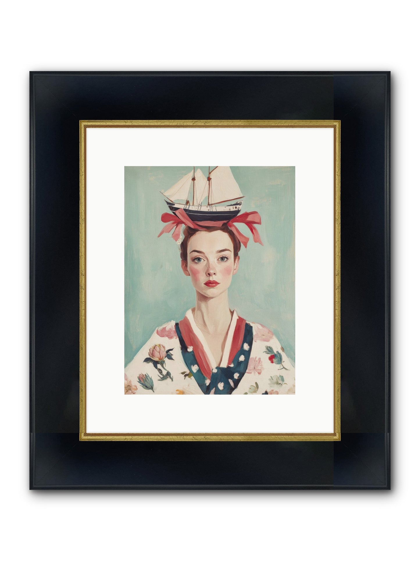 Harbor Belle Of Winter Framed Print - Wide Black w/Gold 9x12