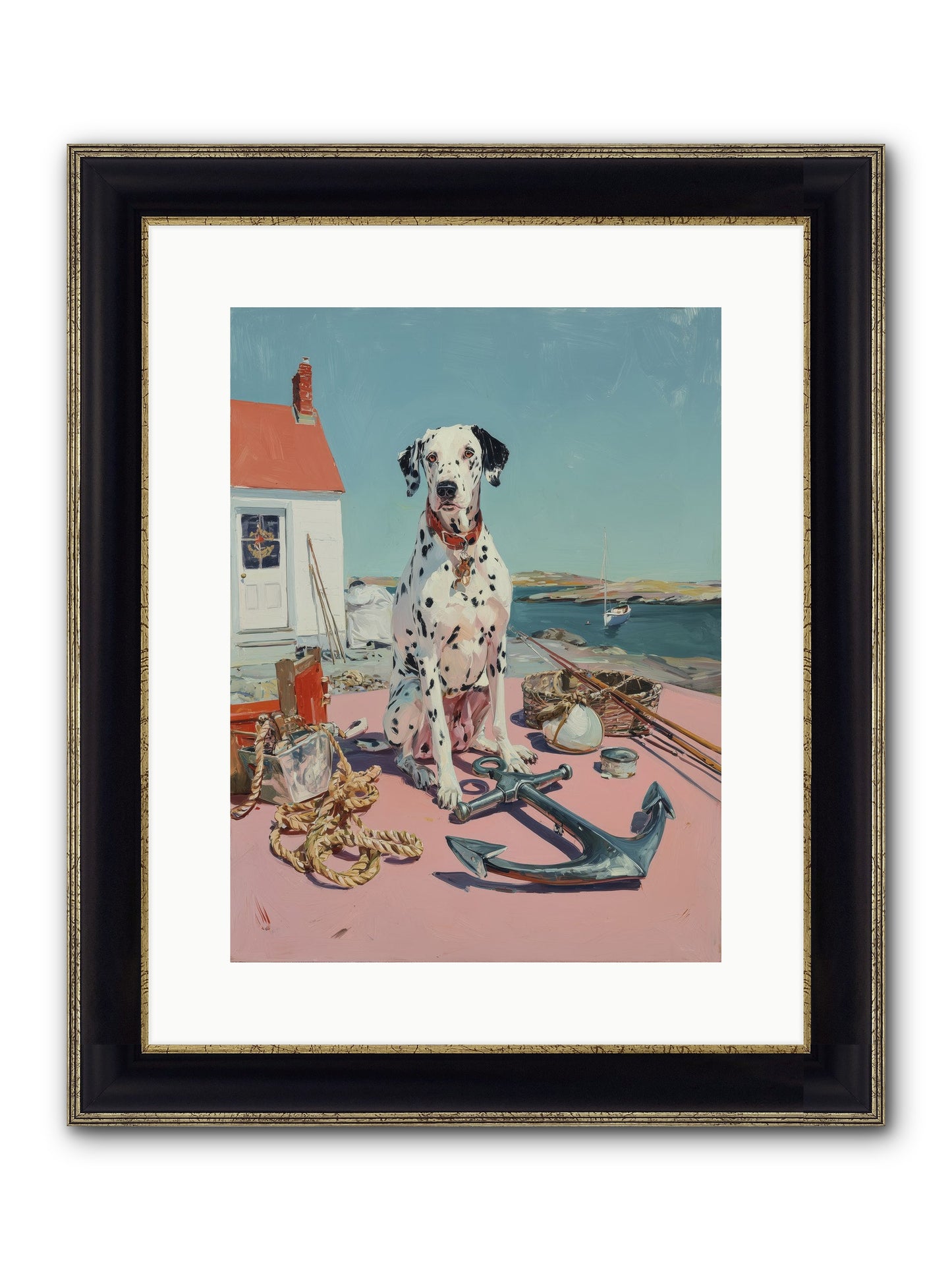 Harbor Hound Framed Print - Black & Gold 12x16