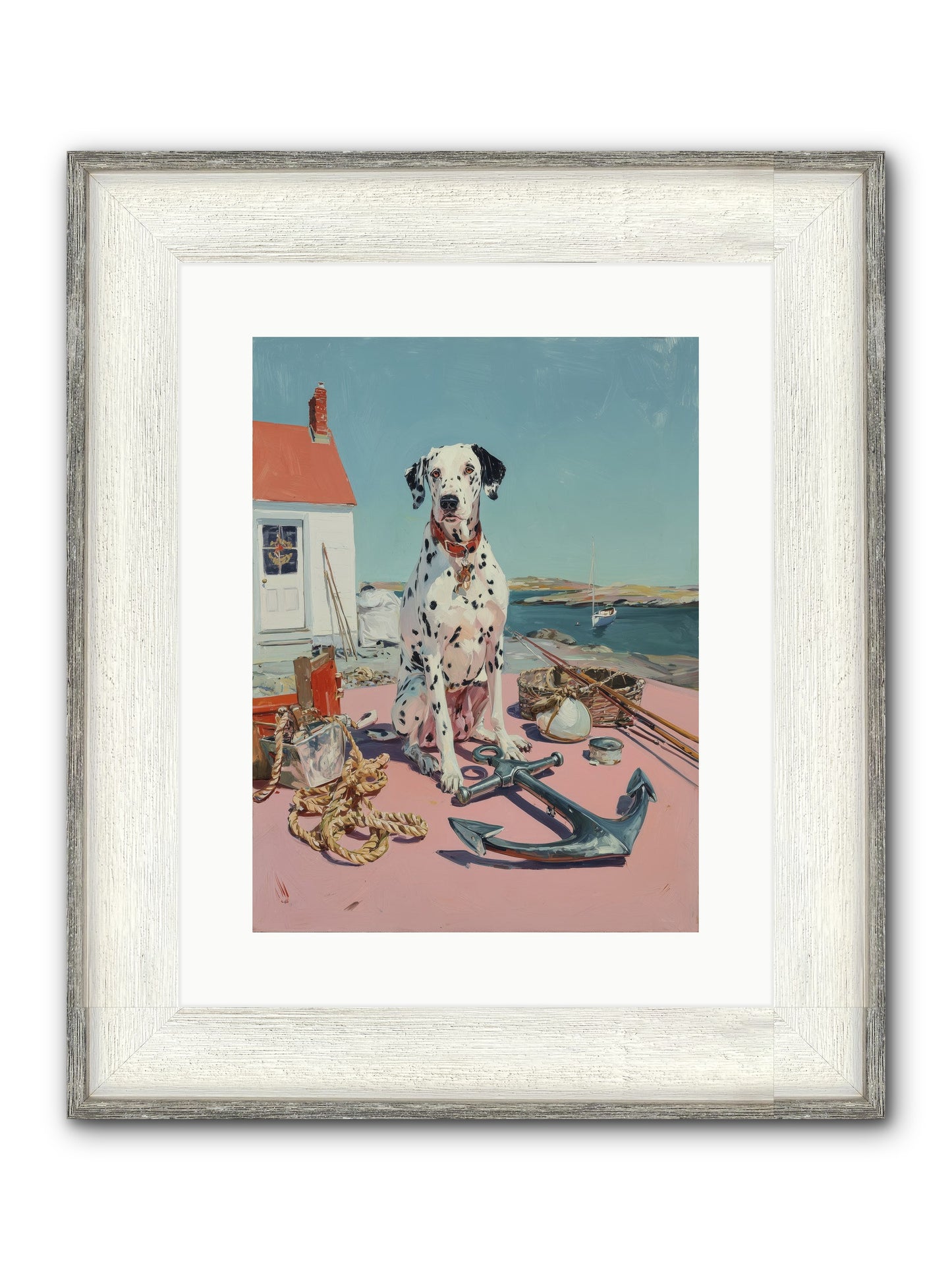 Harbor Hound Framed Print - Driftwood White 12x16