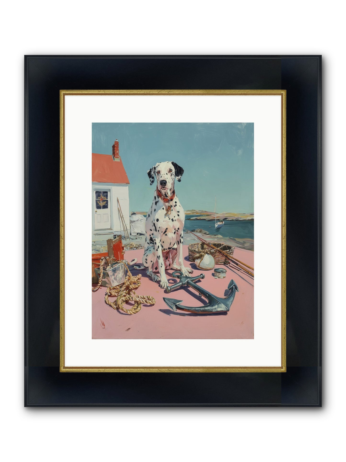 Harbor Hound Framed Print - Wide Black w/Gold 12x16