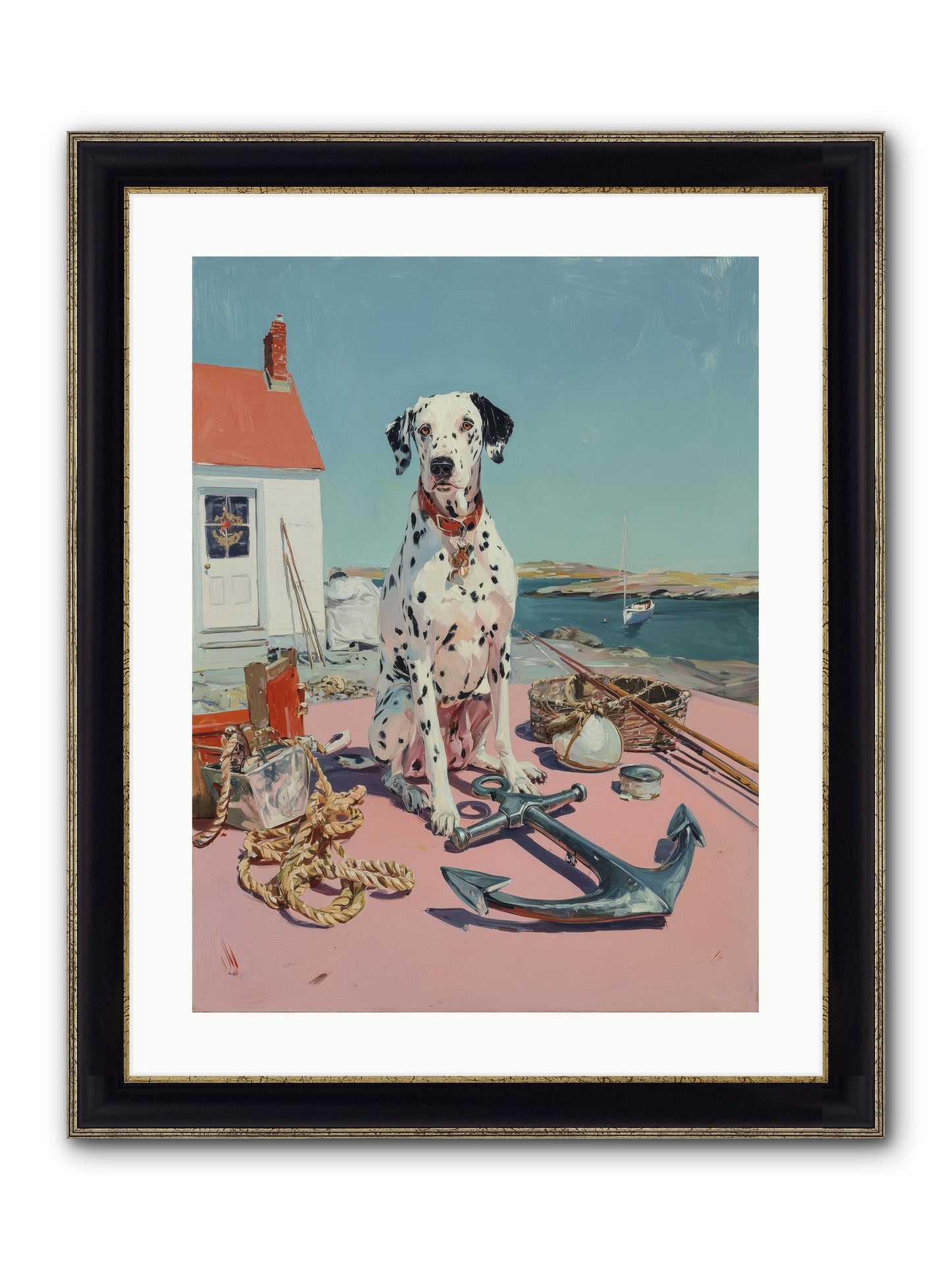 Harbor Hound Framed Print - Black & Gold 18x24