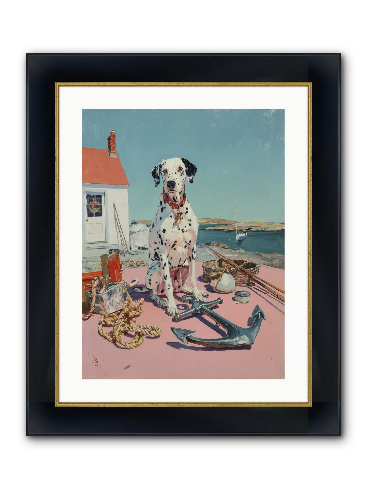 Harbor Hound Framed Print - Wide Black w/Gold 18x24