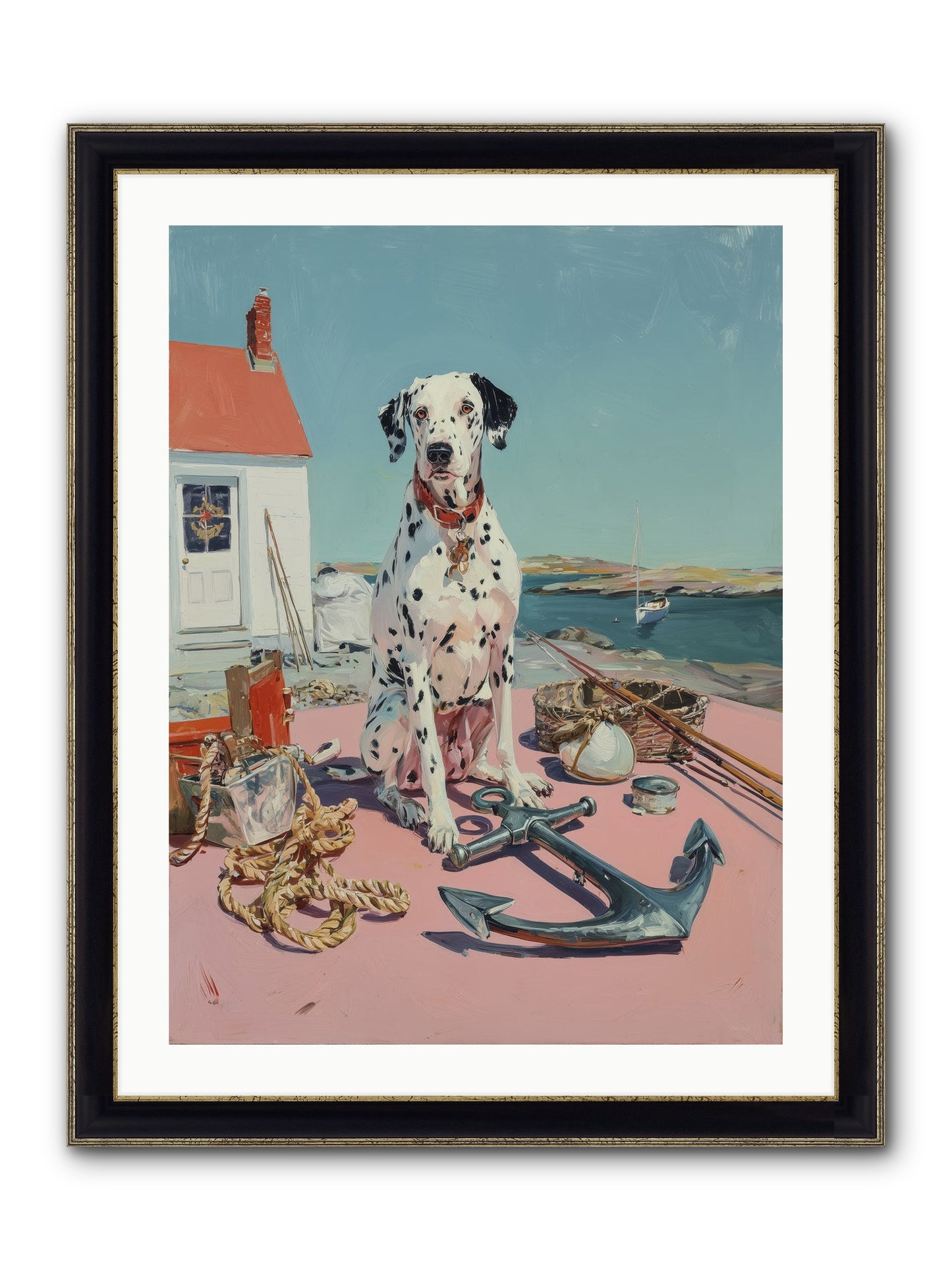 Harbor Hound Framed Print - Black & Gold 24x32