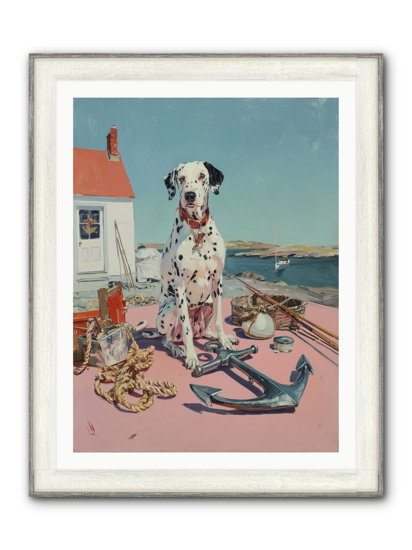 Harbor Hound Framed Print - Driftwood White 30x40