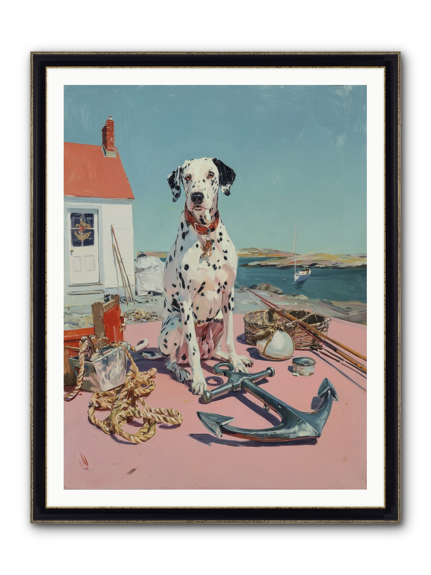 Harbor Hound Framed Print - Black & Gold 36x48