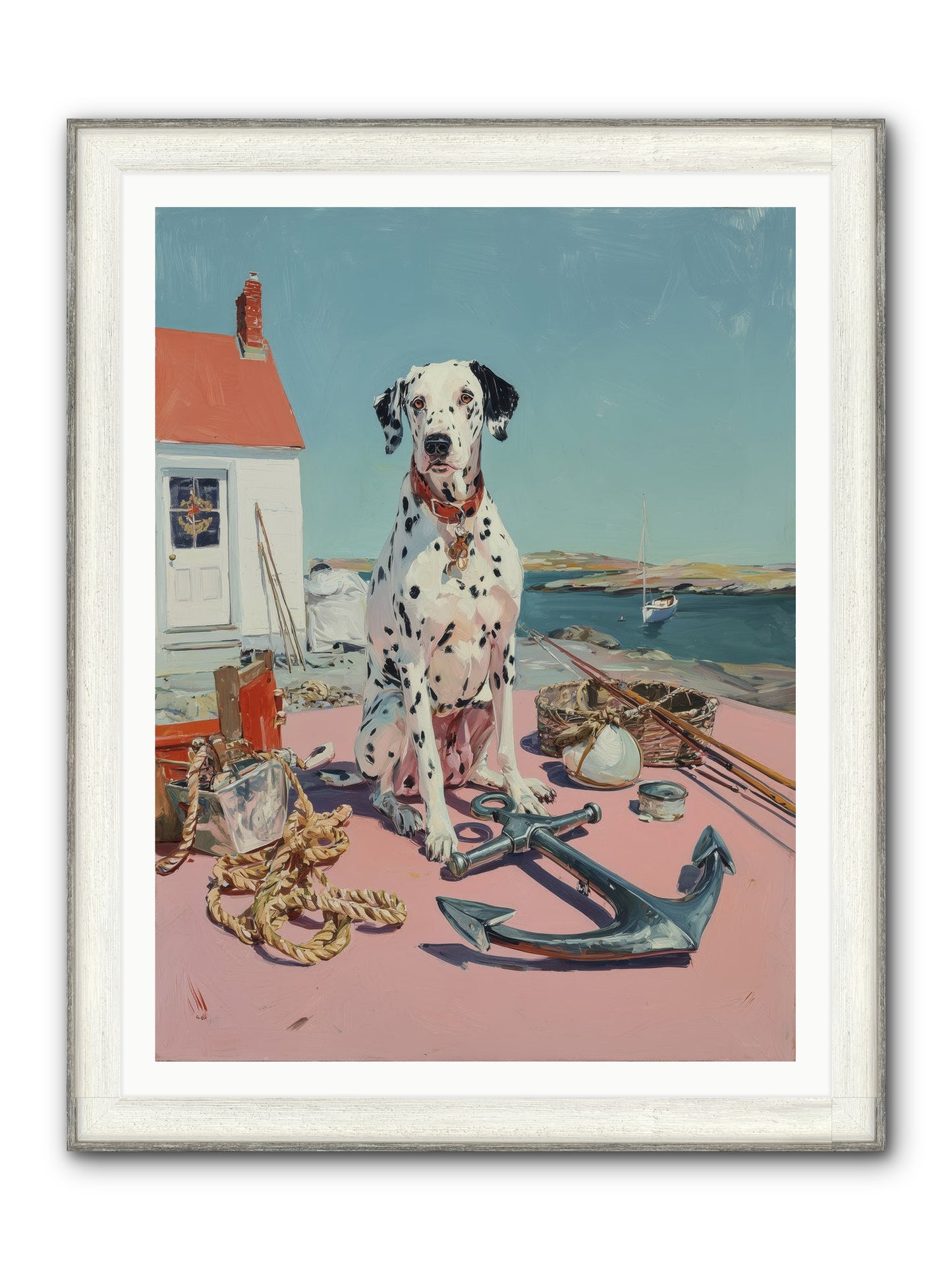 Harbor Hound Framed Print - Driftwood White 36x48