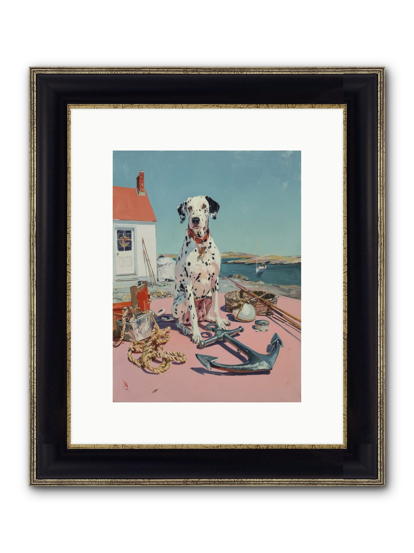 Harbor Hound Framed Print - Black & Gold 9x12