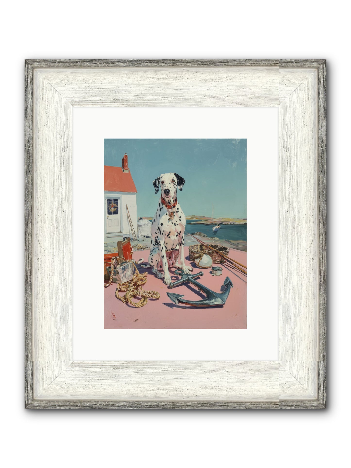 Harbor Hound Framed Print - Driftwood White 9x12