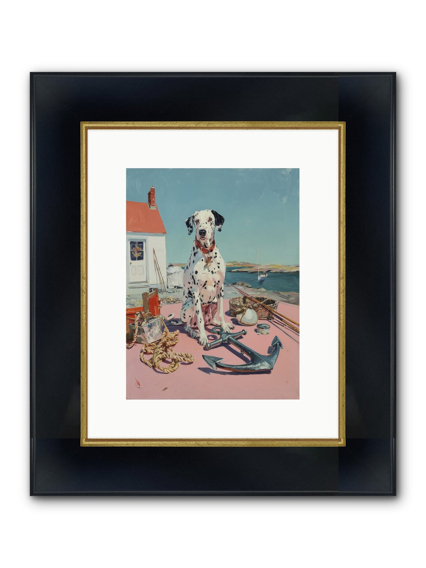 Harbor Hound Framed Print - Wide Black w/Gold 9x12