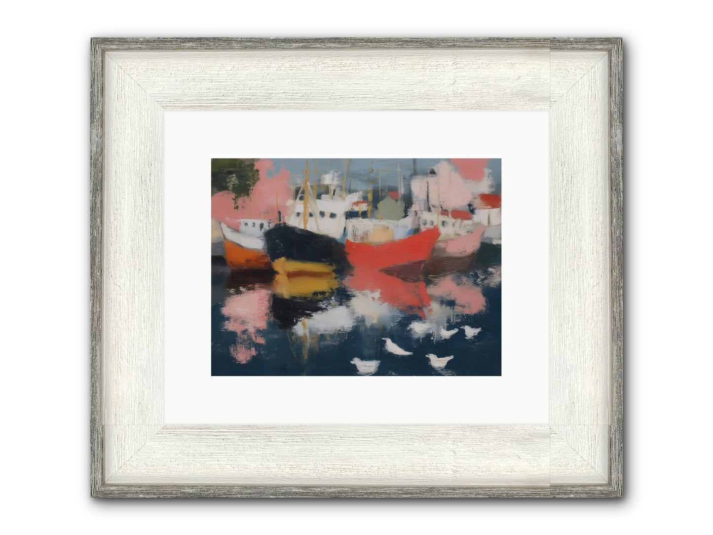Harbor's Mirror Magic Framed Print - Driftwood White 12x9