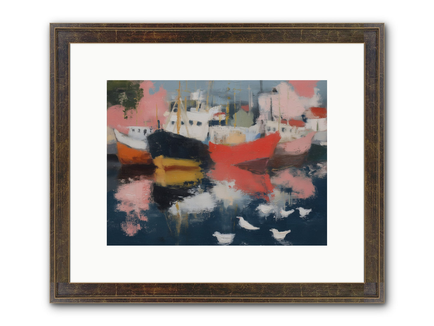 Harbor's Mirror Magic Framed Print - Slimwoods Black/Gold 12x9