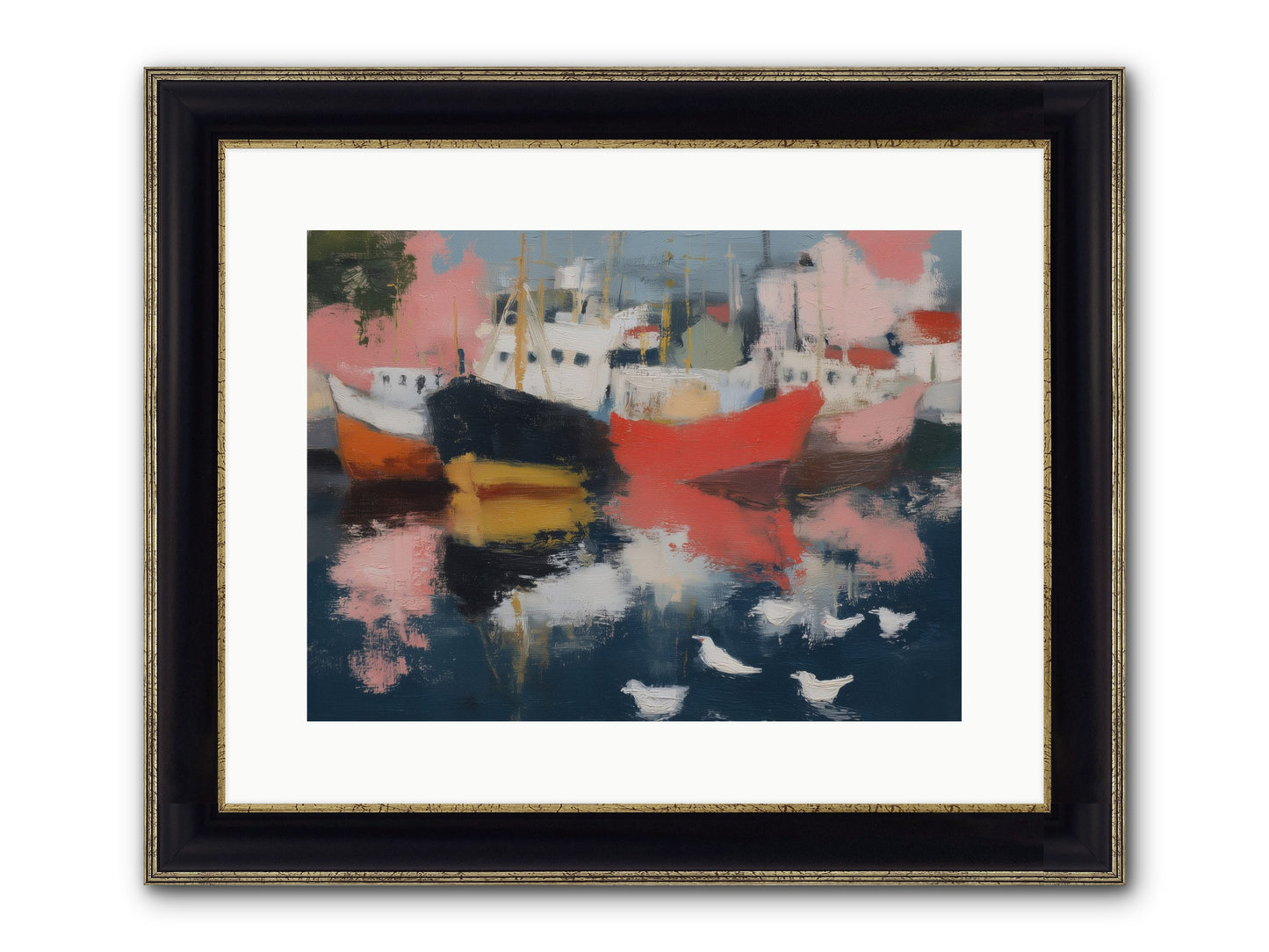 Harbor's Mirror Magic Framed Print - Black & Gold 16x12