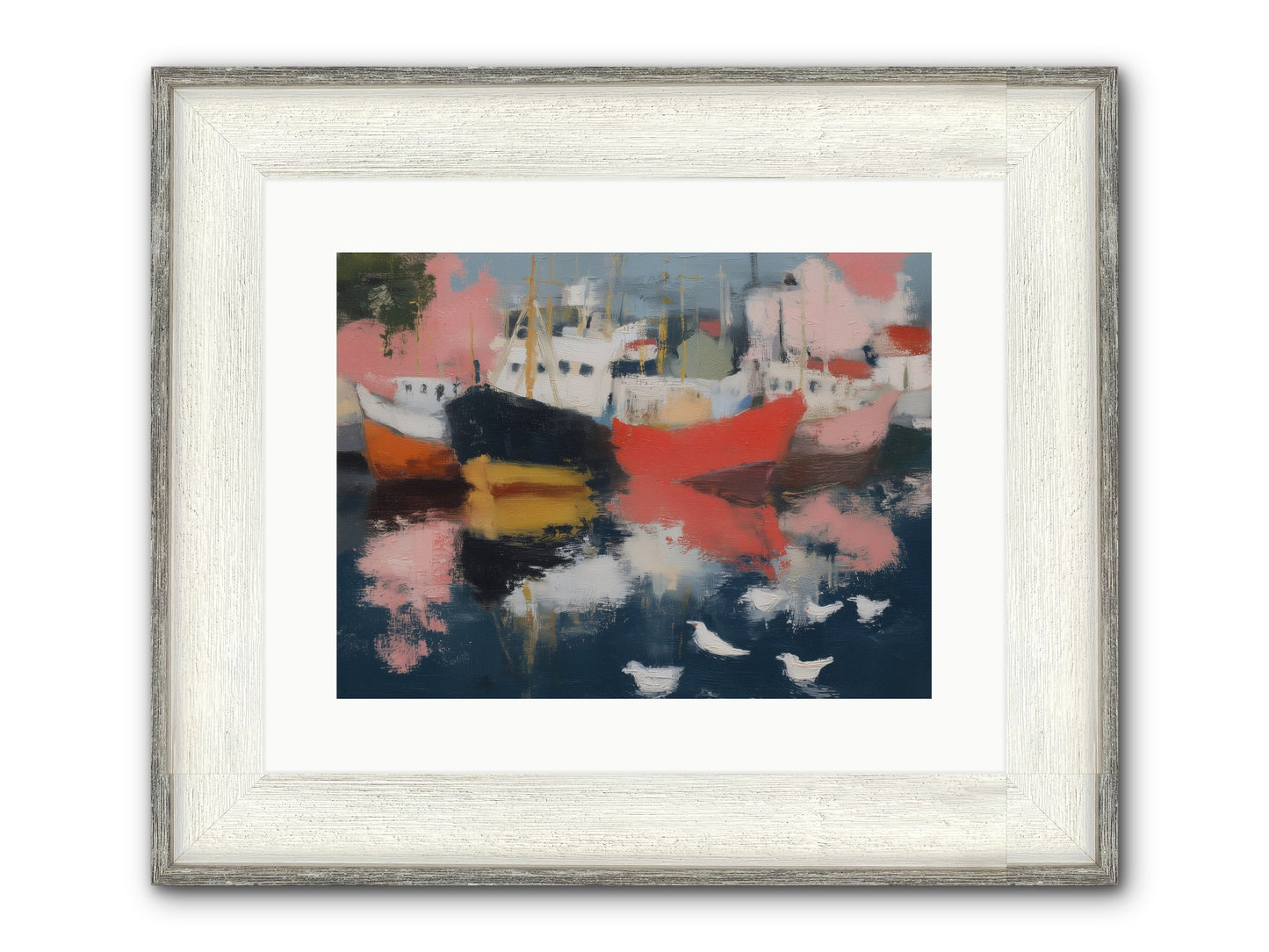 Harbor's Mirror Magic Framed Print - Driftwood White 16x12