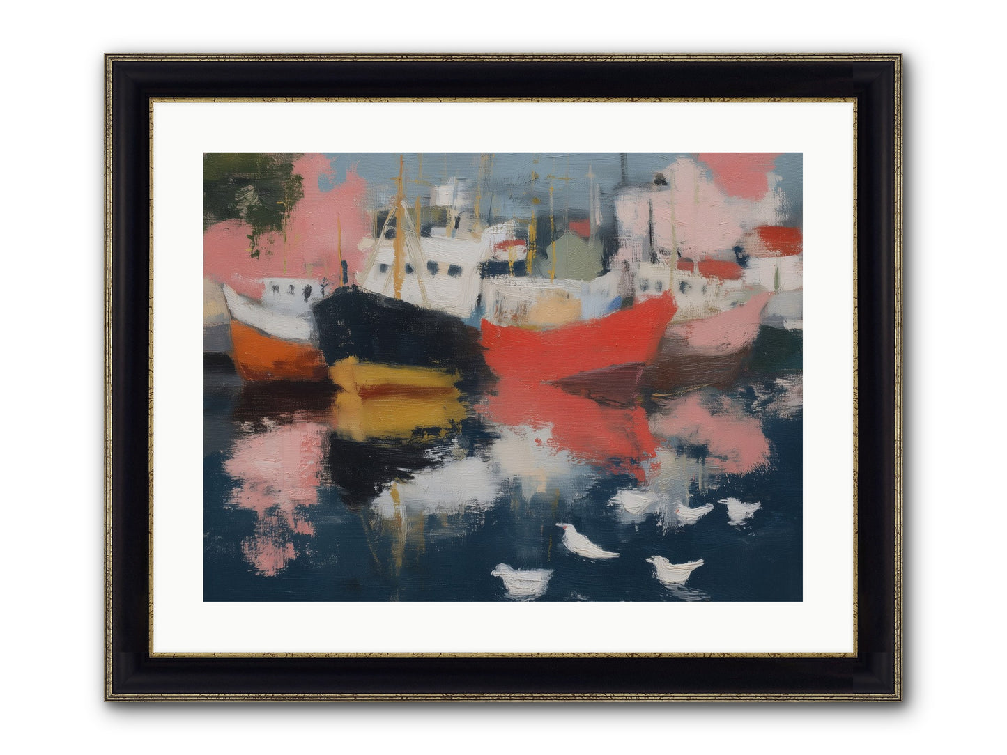 Harbor's Mirror Magic Framed Print - Black & Gold 24x18