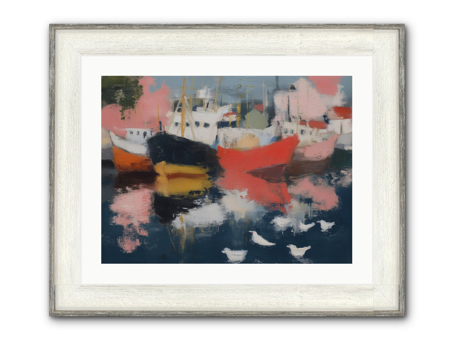 Harbor's Mirror Magic Framed Print - Driftwood White 24x18